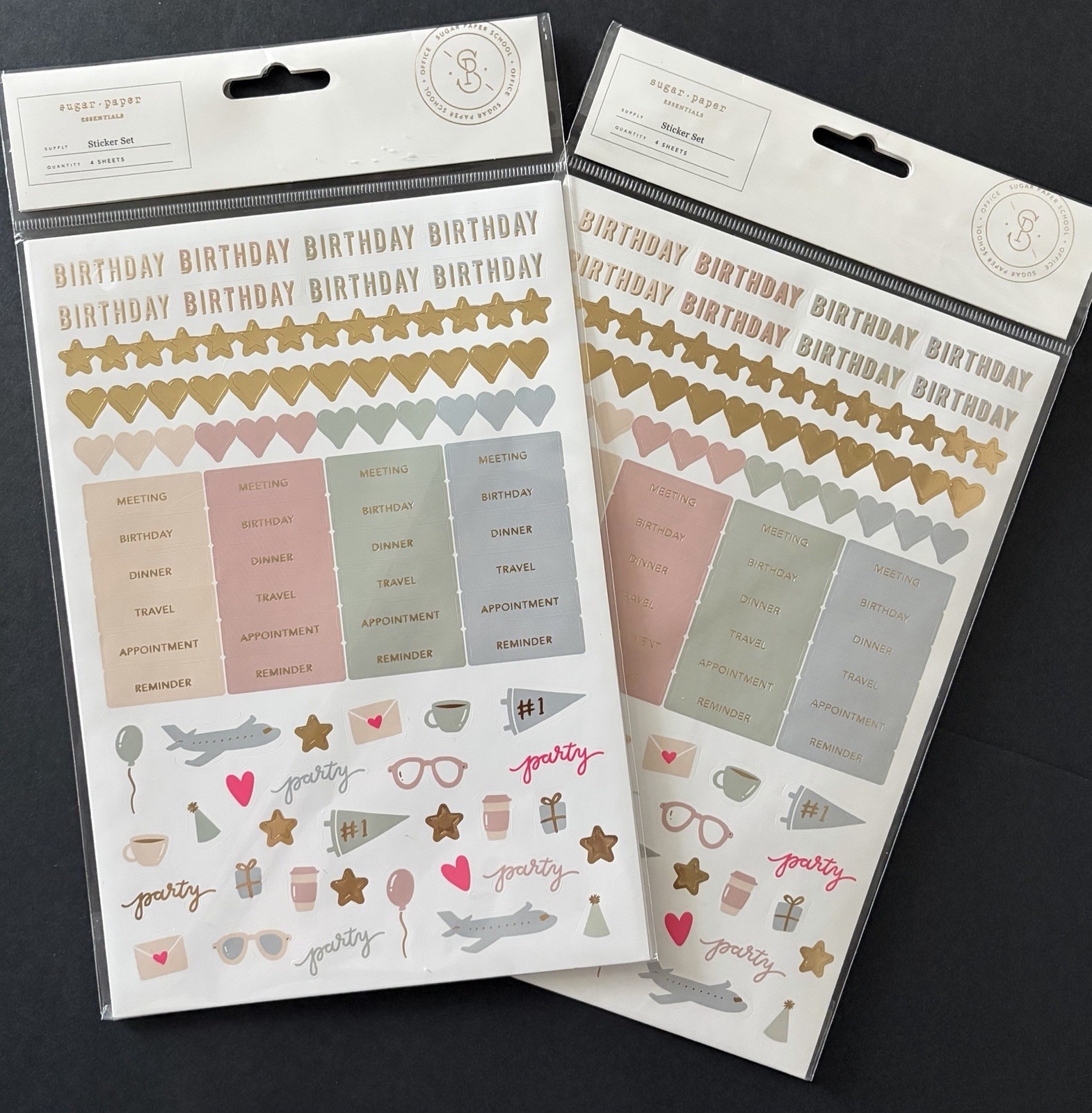 2 Sugar Paper Planner Calendar Event Decorative Sticker Sets 4 Sheets Each 2025