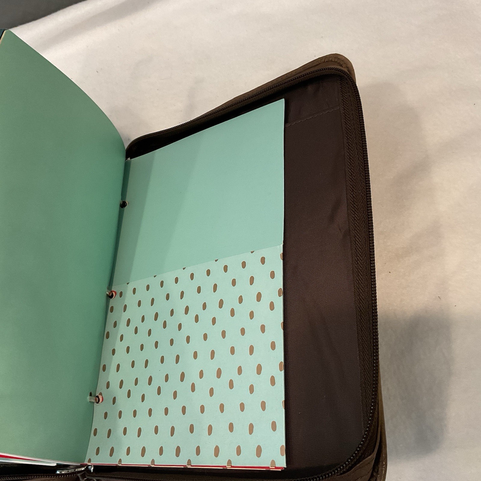 Tannery West Genuine Leather Zip Around Planner Organizer Binder Brown 3 Ring