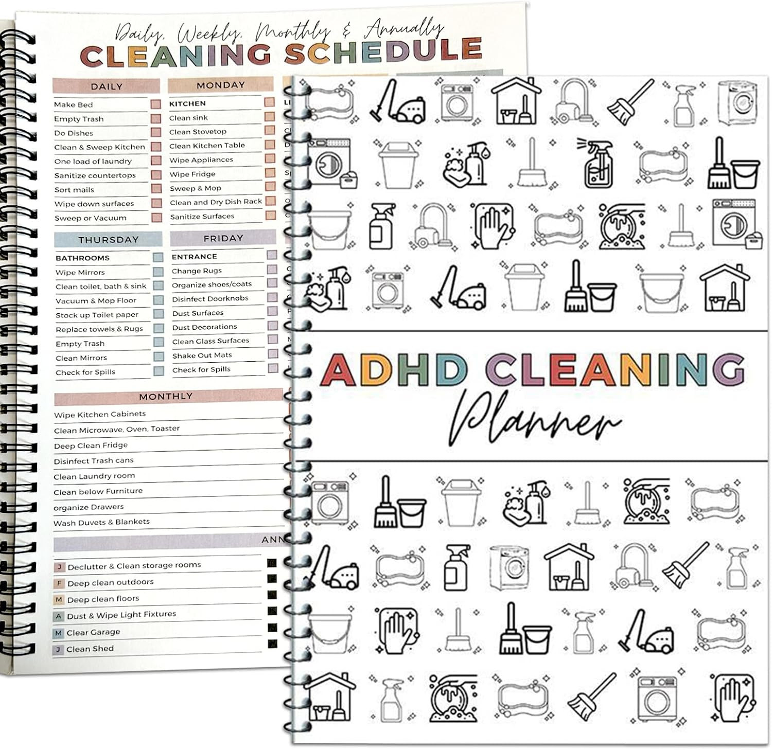 Household Cleaning Planner Daily/Weekly/Monthly House Cleaning Schedule Notebook