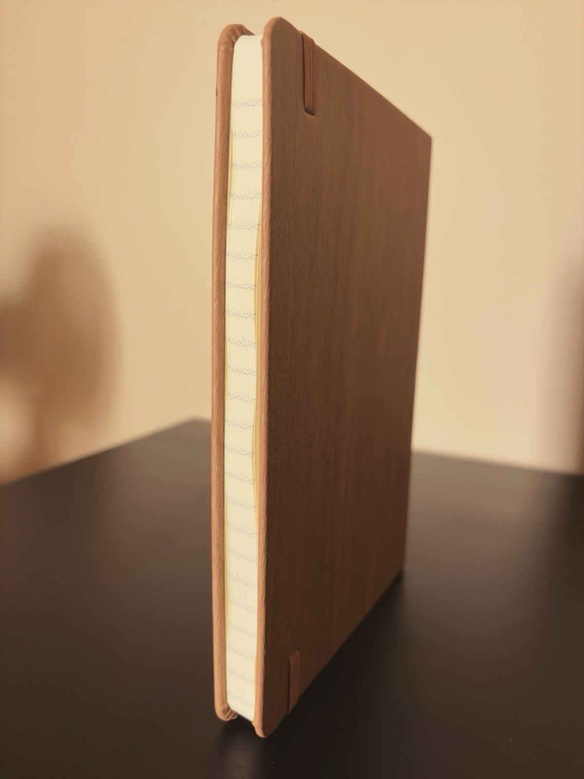 Textured Tan Hardcover Journal Notebook Lined 96 Sheets 5.75×8 Elastic Band