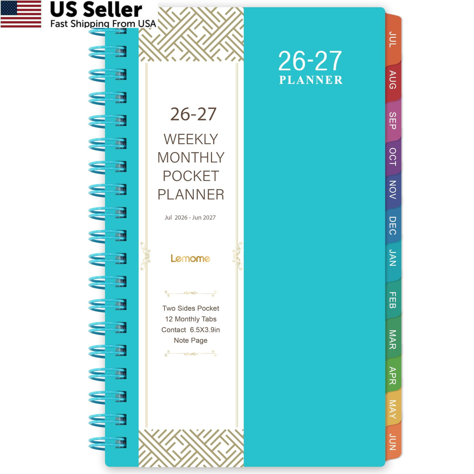 2026-2027 Pocket Calendar/Planner – 6.4 inches X 3.9 inches, Lake-green