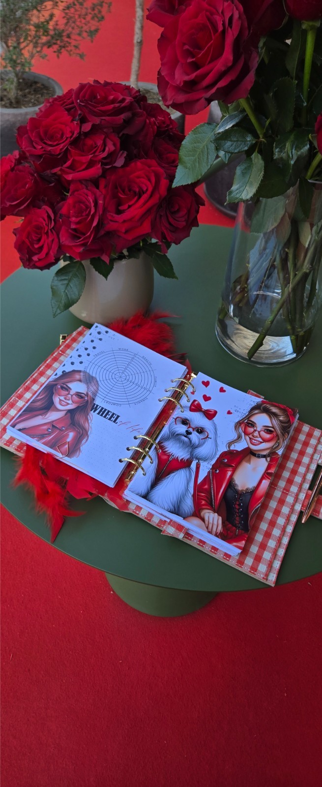 Red Leather notebook cover A5. Red leather weekly planner just 1 in the world
