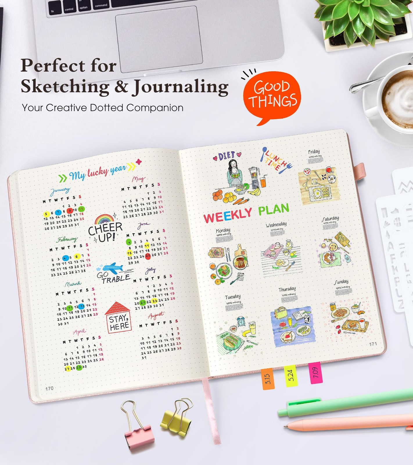Ansopu Dotted Journal Notebook, 360 Numbered Pages Dot Grid Notebooks 8.5 x 11,