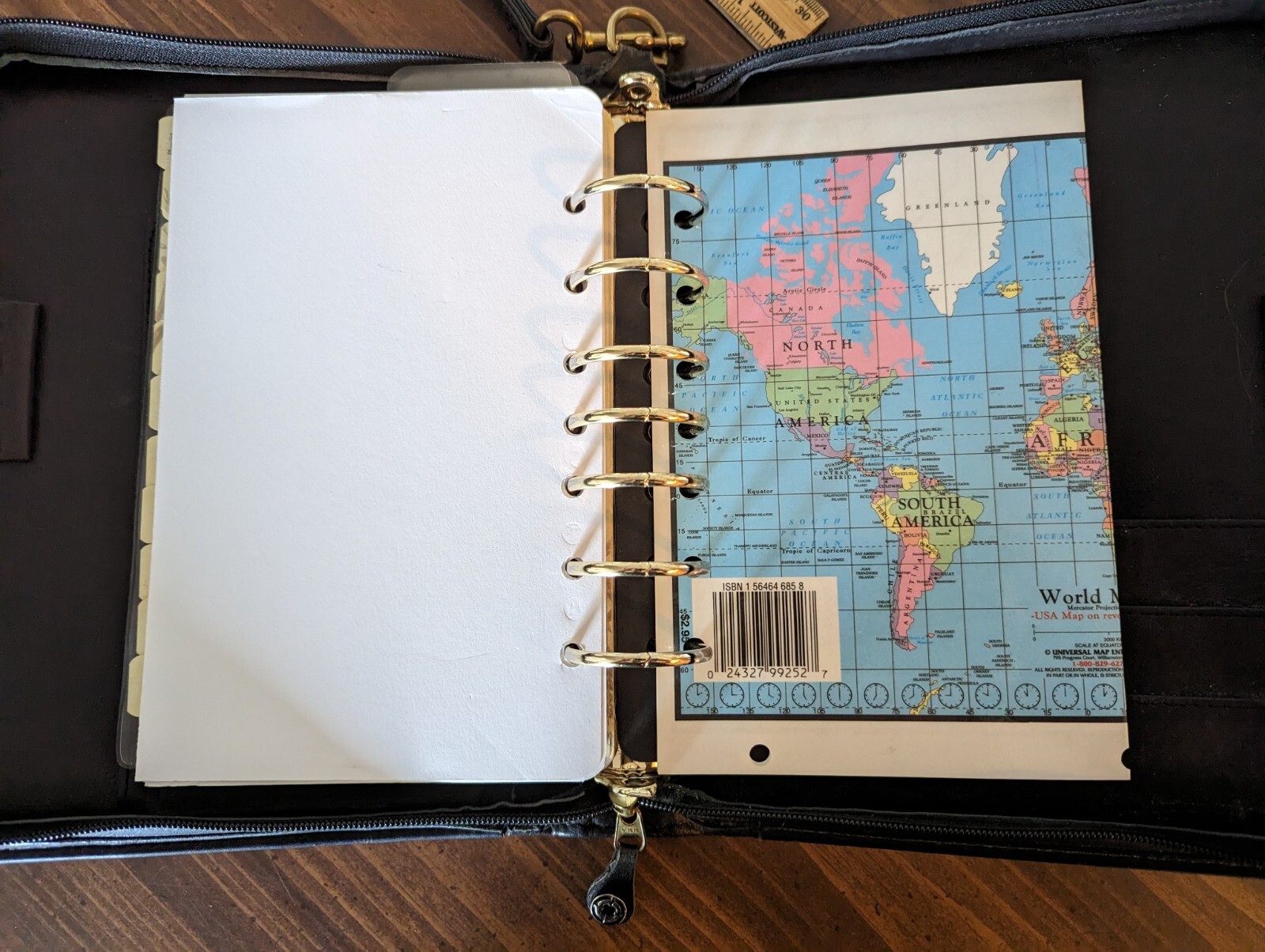 Franklin Covey 1-1/2” Black Vintage Leather Zipper Binder