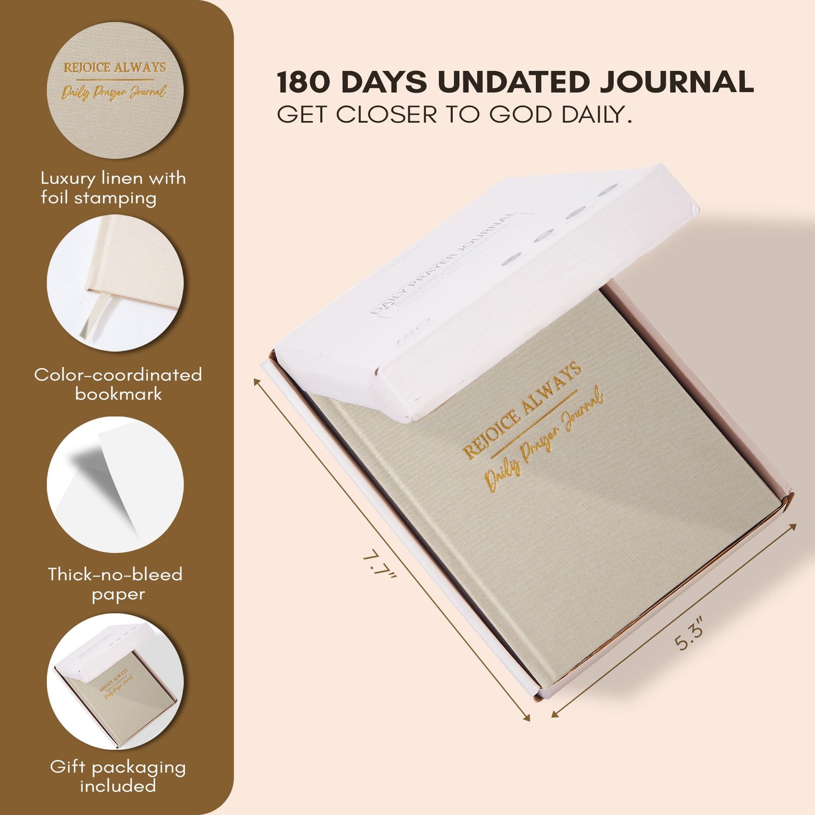 ilohaus Bible Journal & Prayer for Woman – 180-Day BEIGE-REJOICE