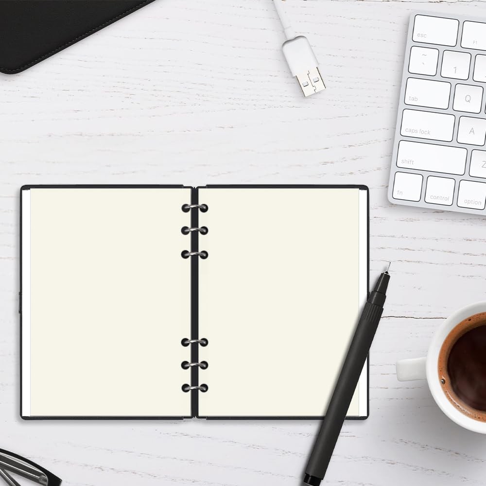A5 Cream Blank Refills Paper, 6 Hole Paper for 100 Sheets,