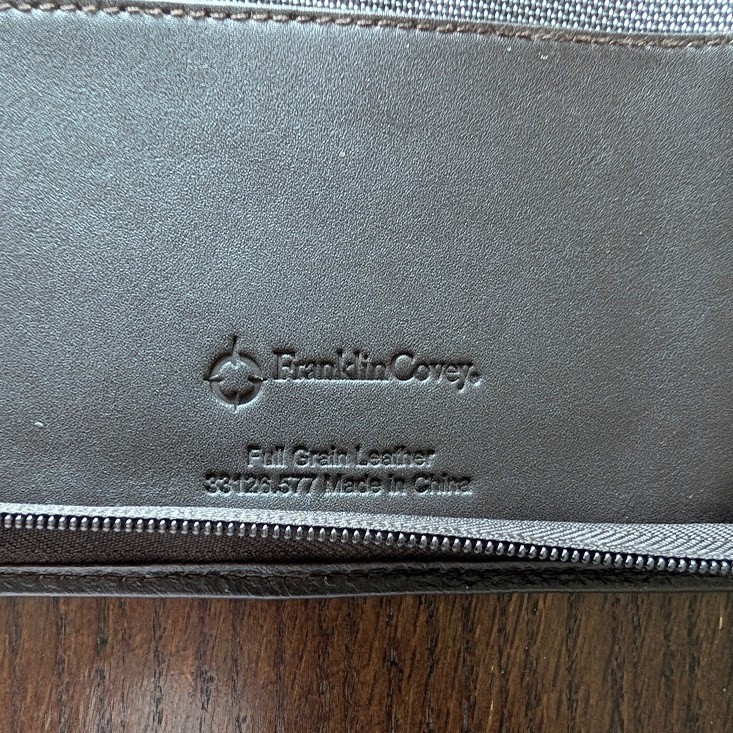 Franklin Covey Zip Planner 7 Ring – Full Grain Leather Dark Brown 8×10 Binder
