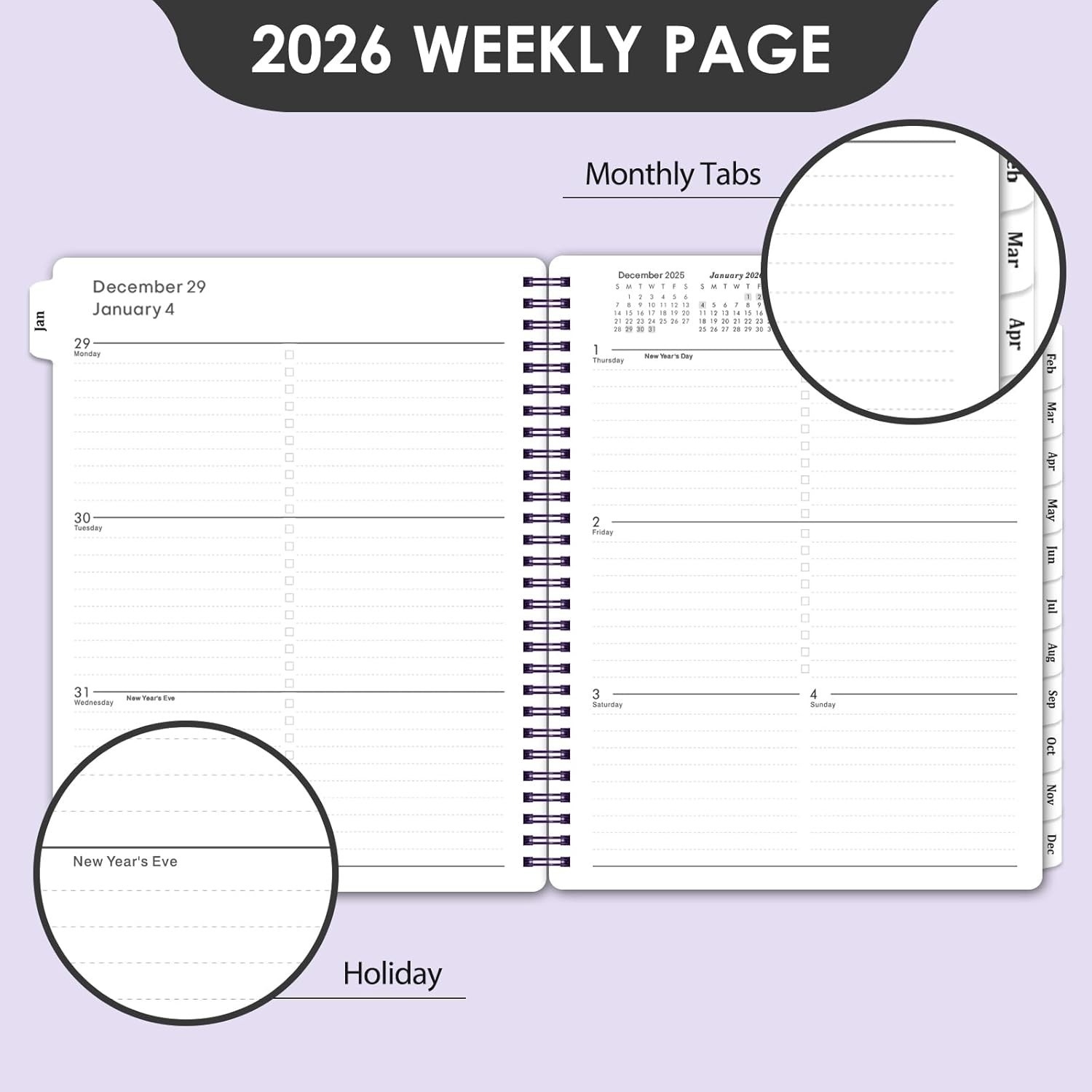 Elegant 2026 Planner – Weekly & Monthly Calendar with Waterproof Cover, 8”x10”