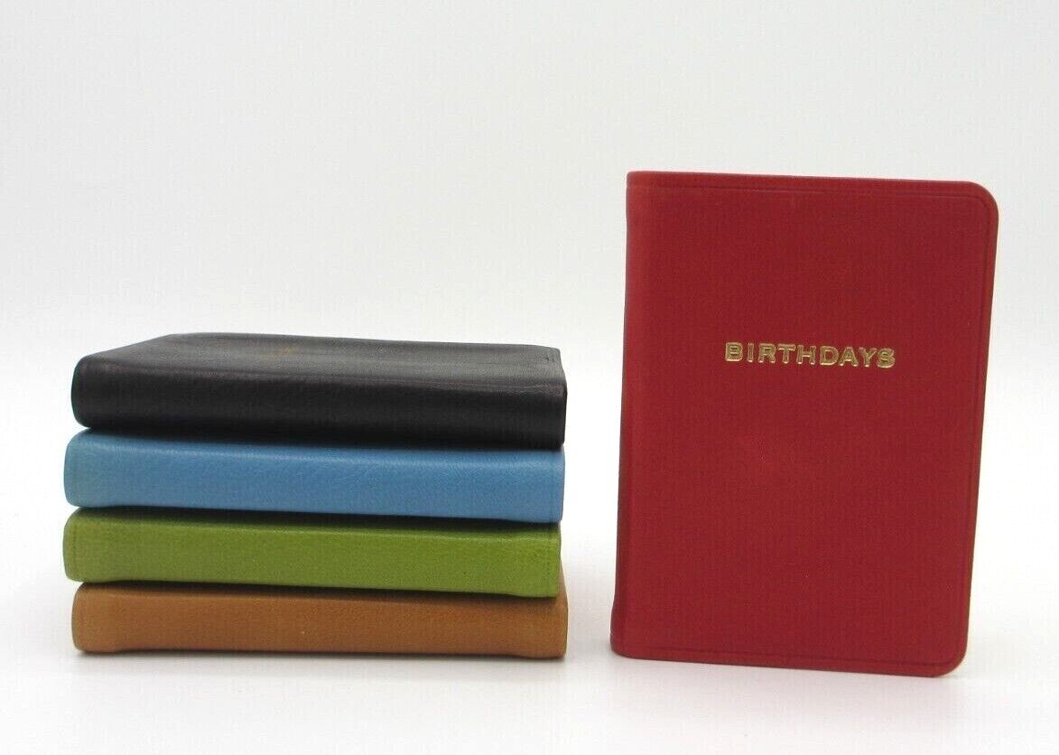 BIRTHDAYS Mini Datebook Notebook Leather Bound Soft Cover Perpetual Calendar