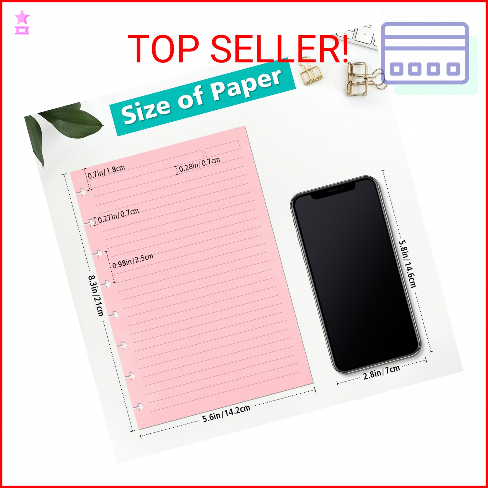 Junior Size 8 Discs 120gsm Discbound Refill Paper, Discbound 5 Colorful Line Pap