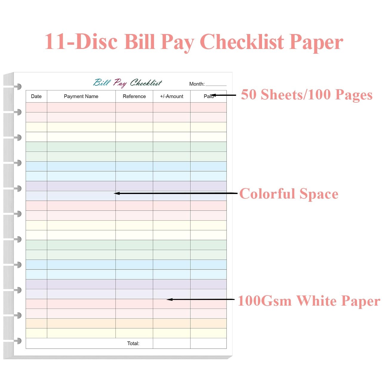 A4 TUL Bill Payment Checklist Refills – 50 Sheets/100 Pages Letter Size Month…