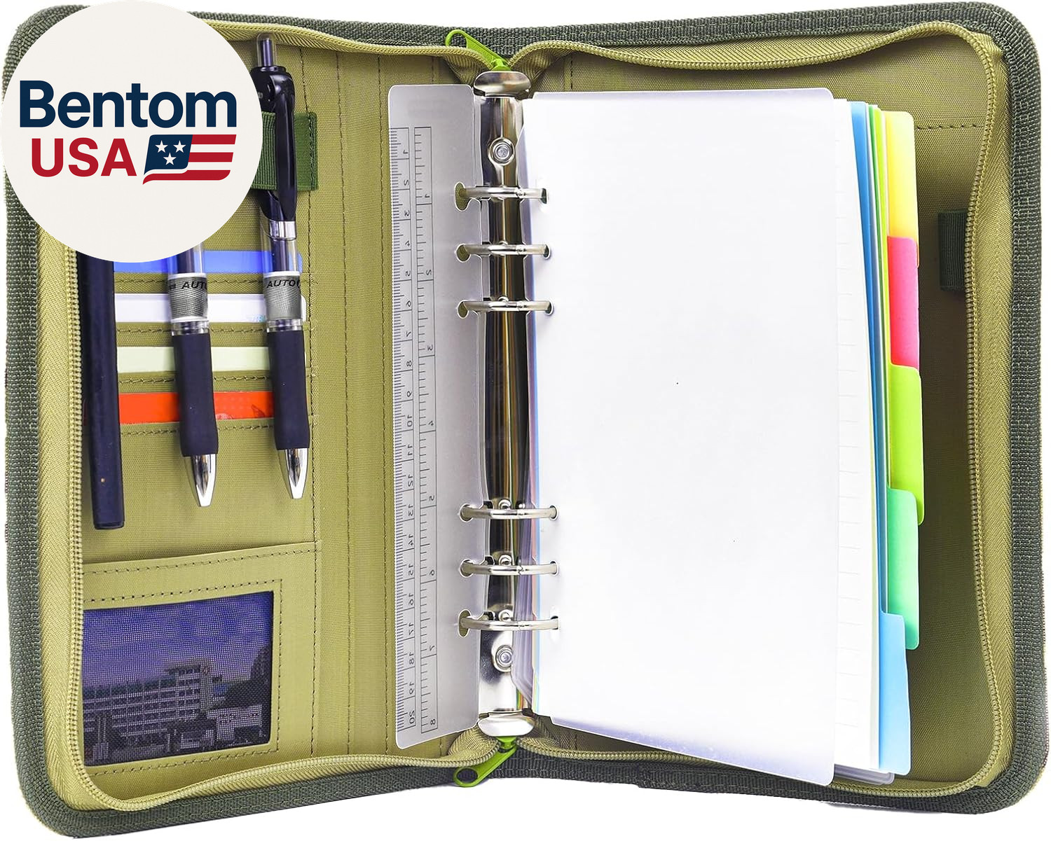 Army Military Padfolio Ring Binder with Zippered Portfolio Organizer and Tactica