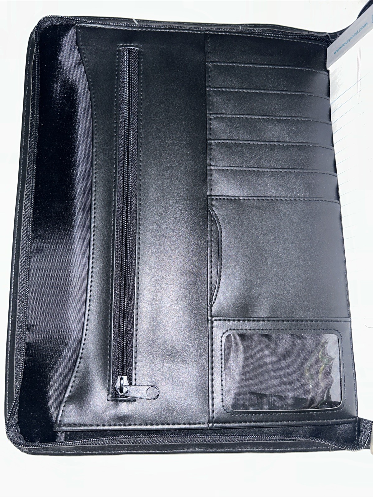 No Brand Leather Portfolio Folder Card Holder Business Organizer with Zipper
