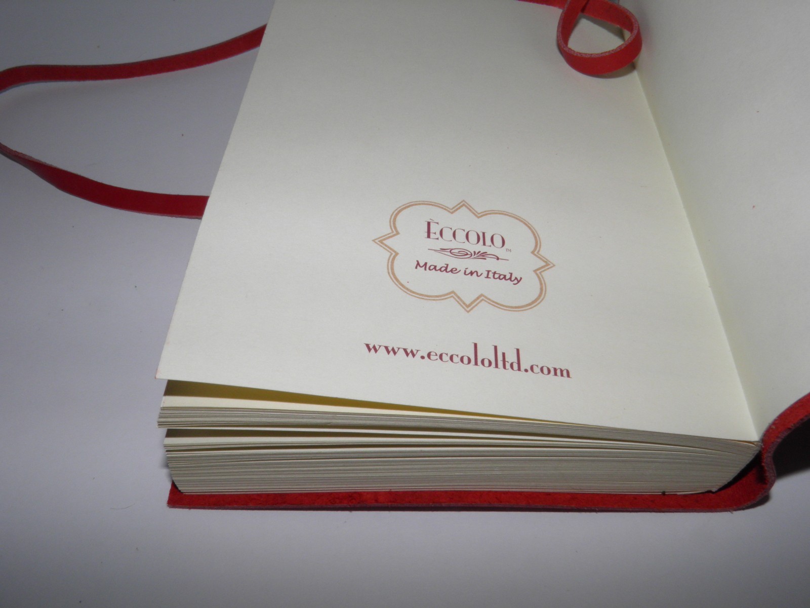 New, ECCOLO, red, soft leather cover, journal, notebook, stationery item. ITALY.