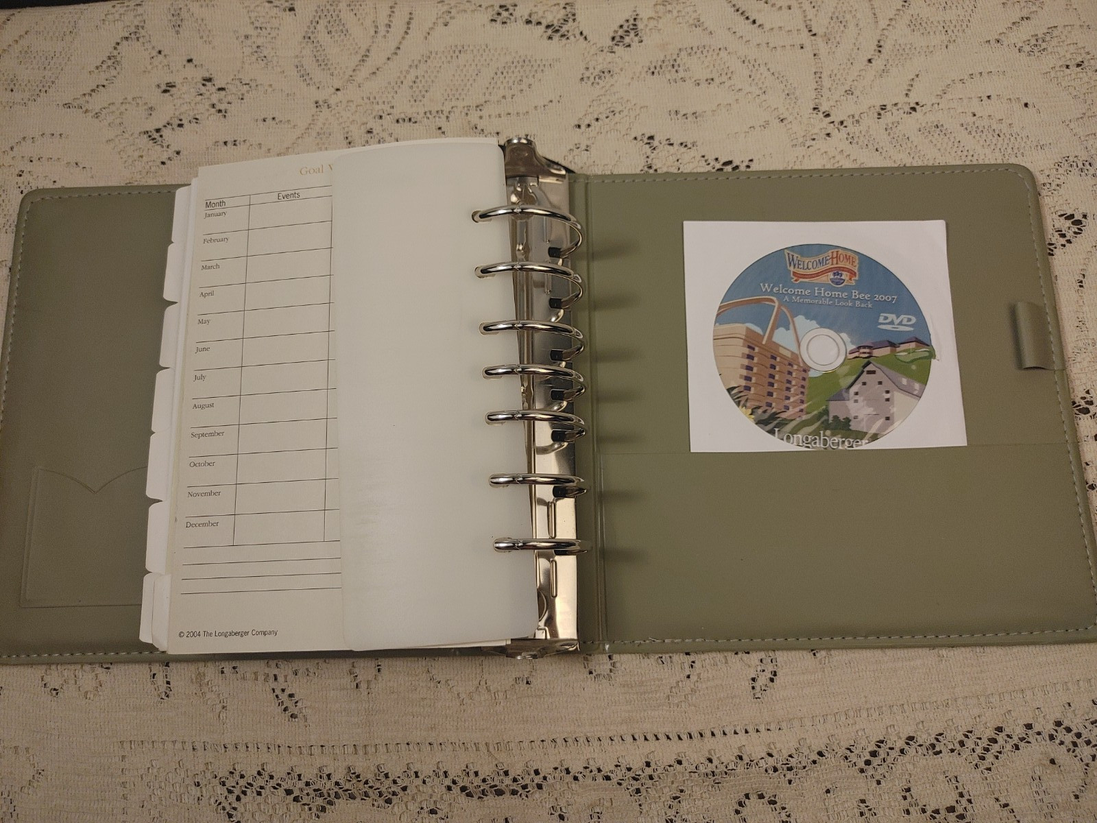 Vintage Longaberger 7-Ring Business Planner Binder Organizer Portfolio (Green)