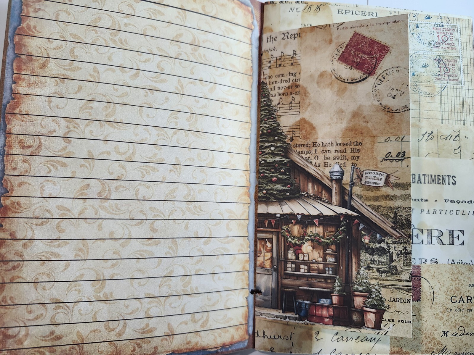Junk Journal Booklet “COFFEE TIME” HANDMADE Cards, Pockets, Ephemera + more!