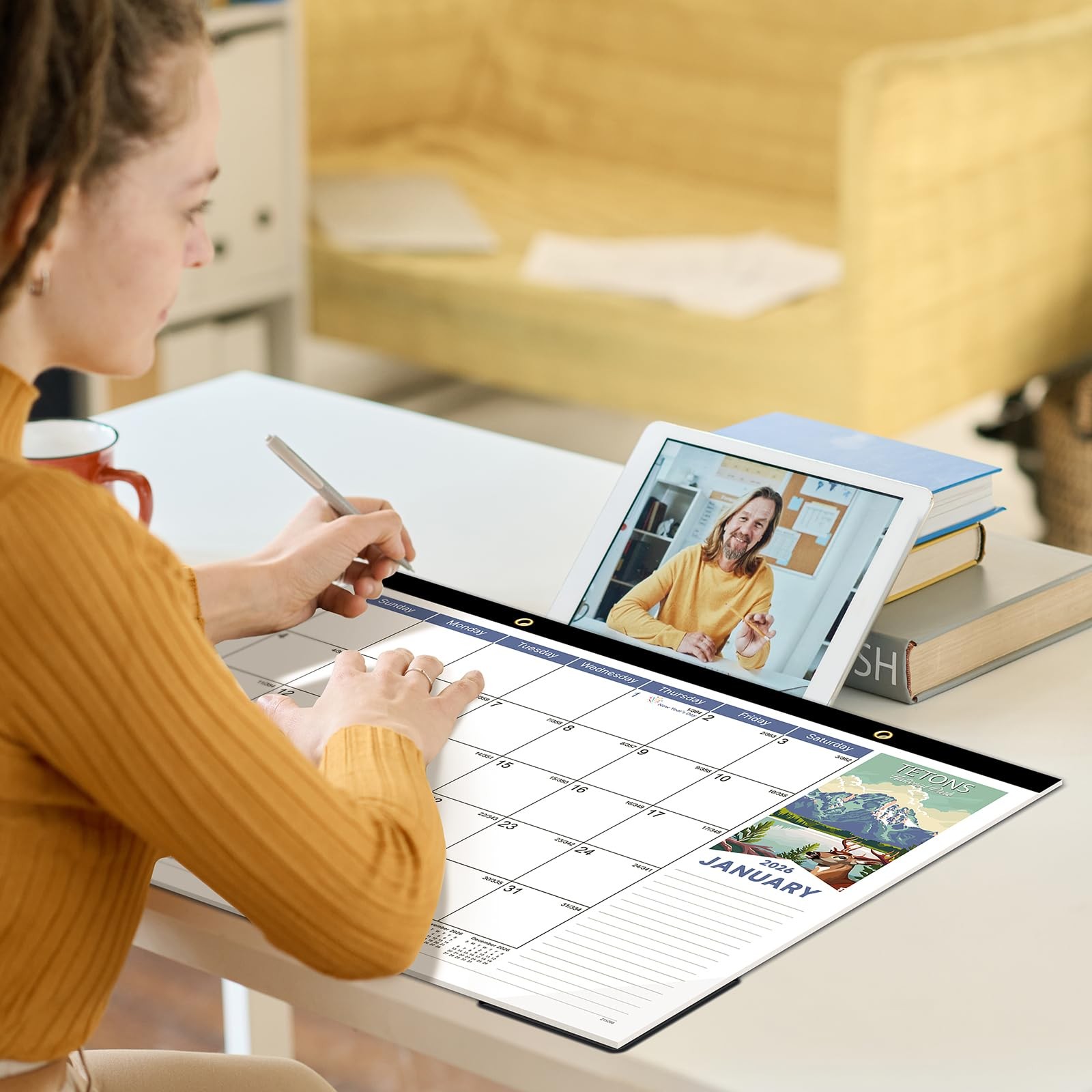 2026 Desk Calendar – 2026 from Jan. 2026 – Dec. White-Blue