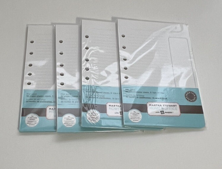 Martha Stewart Avery Filler Paper Project Planner Sheets 5.5 x 8.5 200 Sheets