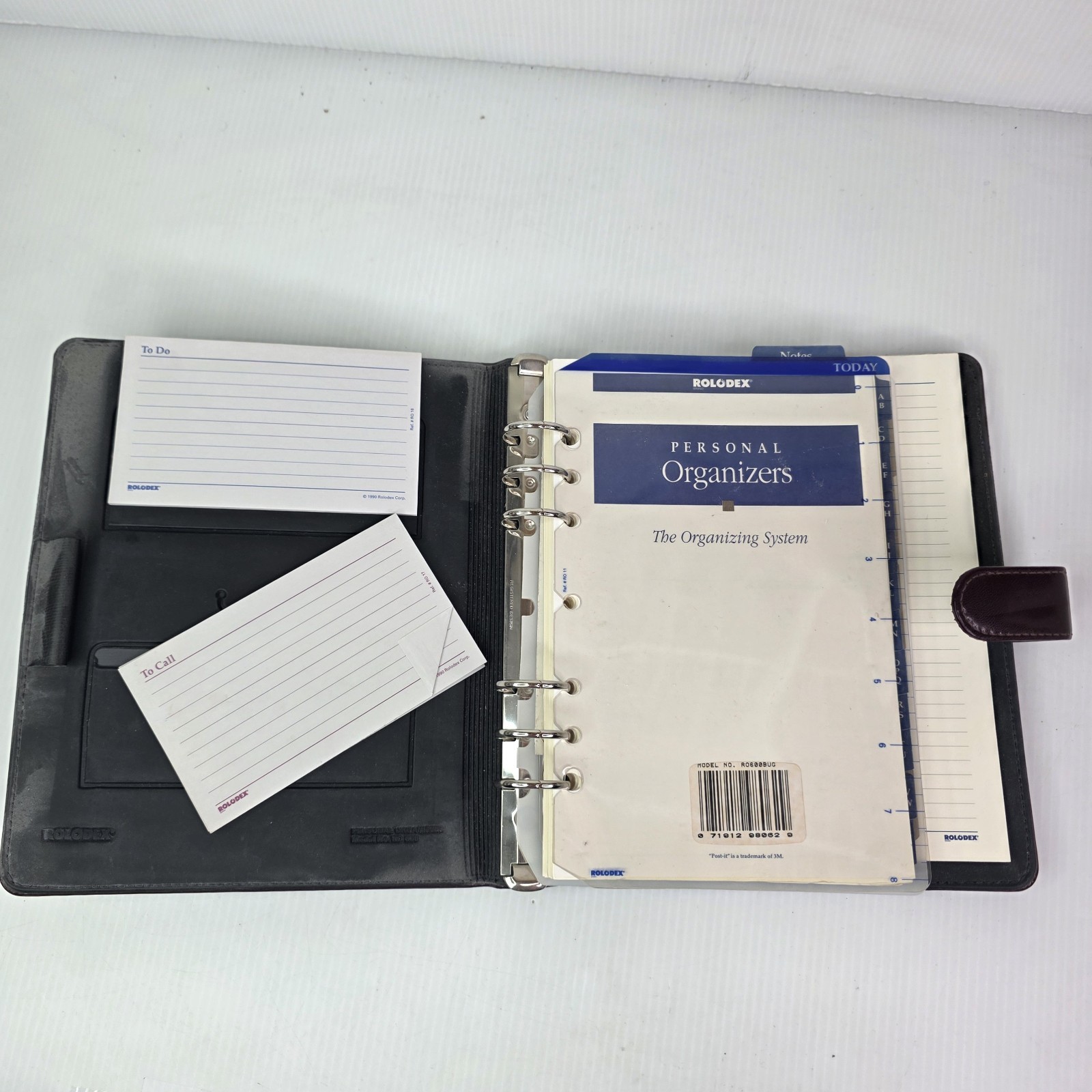 Vintage Rolodex Personal Organizer 8.5×6.5 Faux Leather 6 Ring Burgundy Snap
