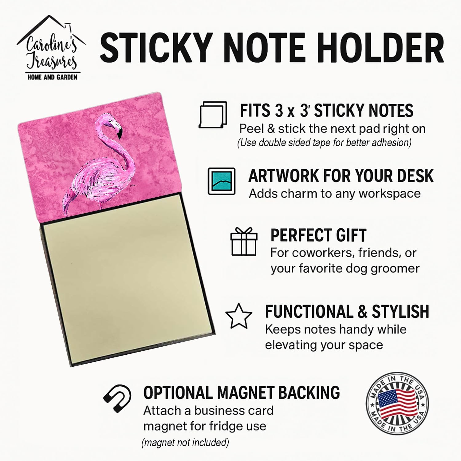 Caroline’s Treasures Flamingo on Pink Refillable 3.3″ x 0.4″, Multicolor