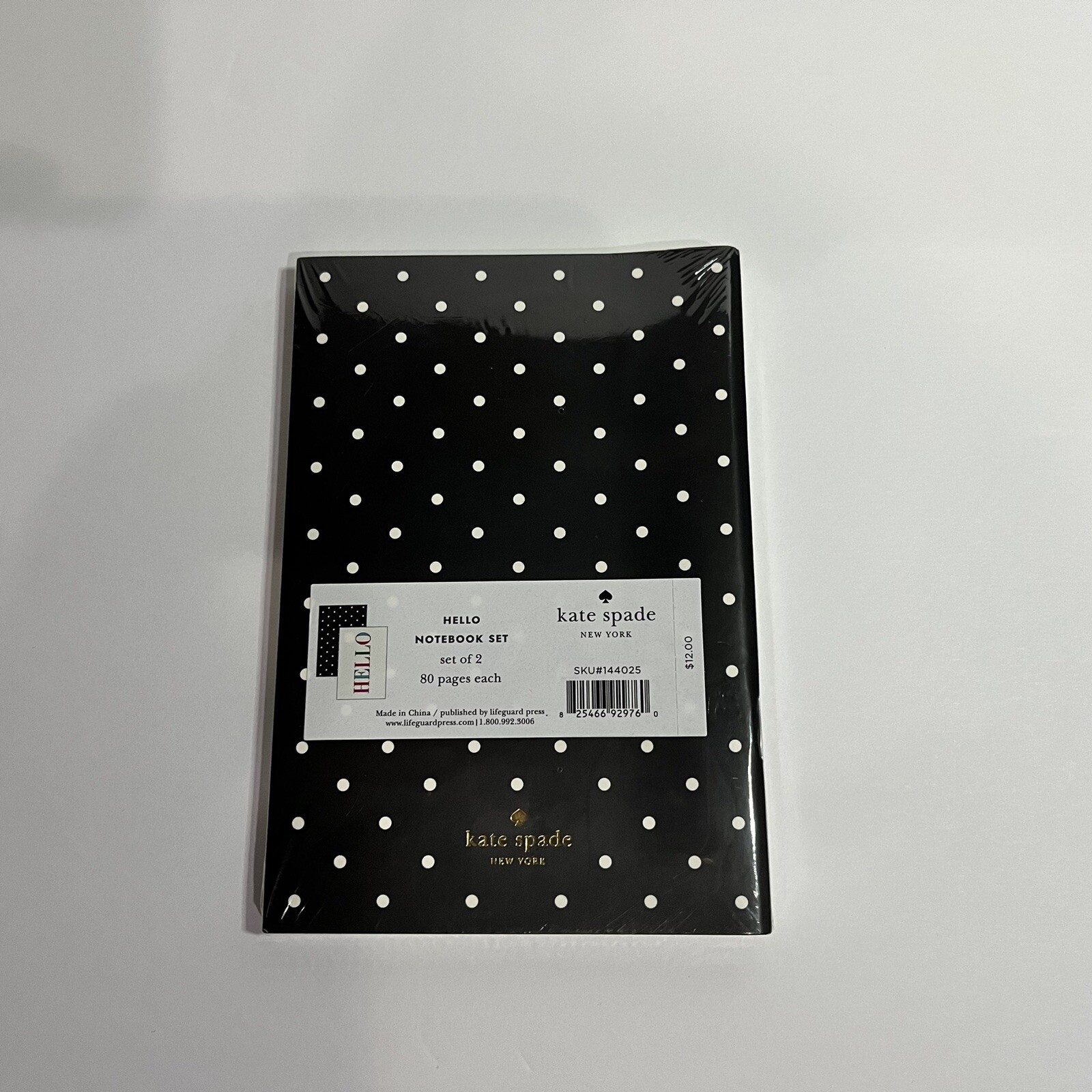 Kate Spade Hello White Notebook Black Polka Dot 2 Notebook Set NWT Sealed
