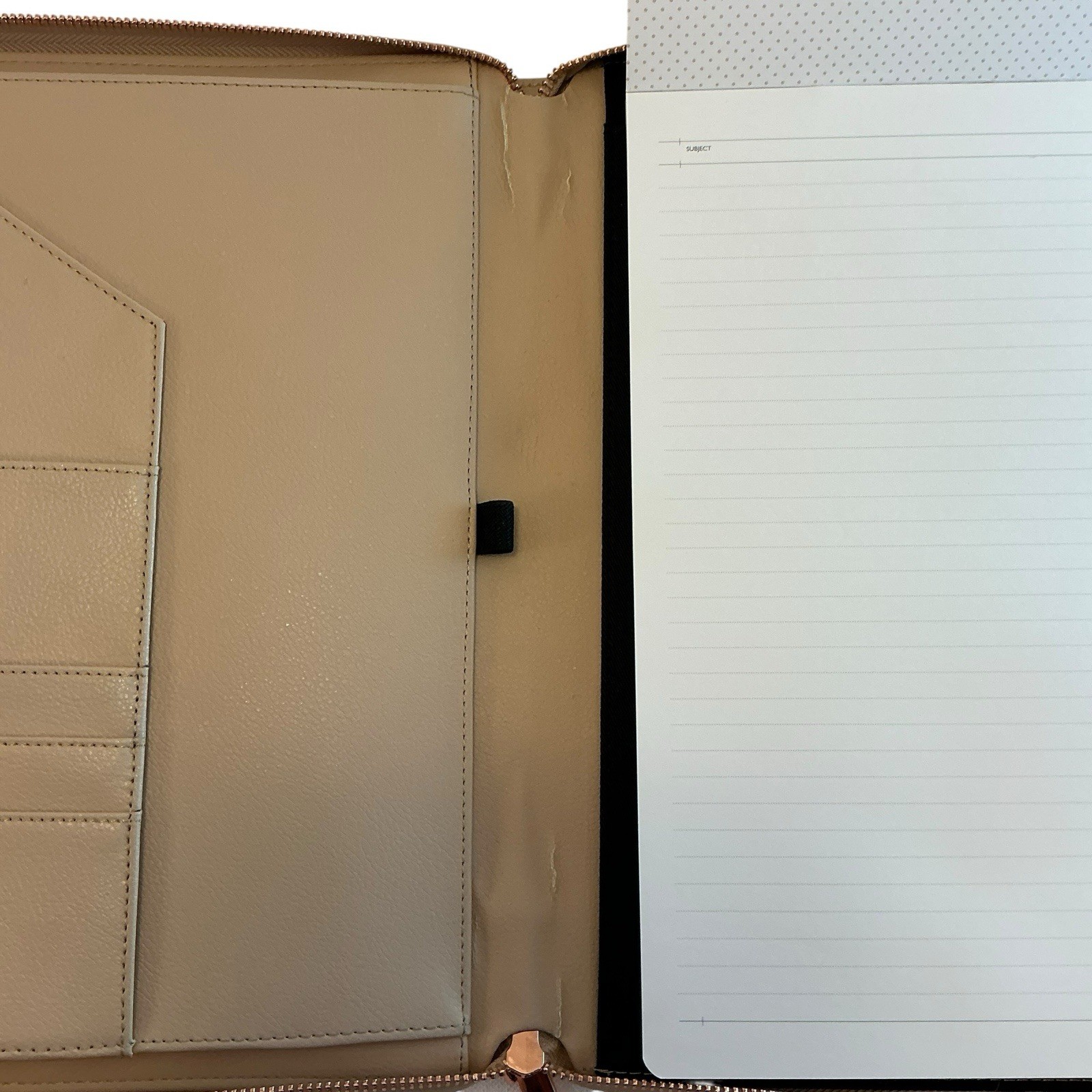 Kikki.K Leather Compendium LATTE, Zip Padfolio, Portfolio Large A4 – 12 x 9.5