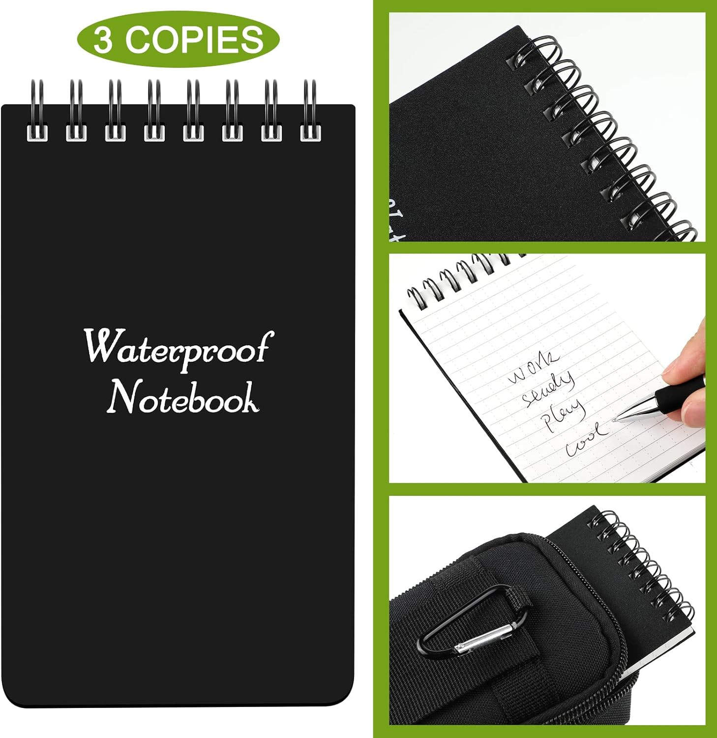 Waterproof Pocket Notebook with Pen and Fabric Cover Outdoor 5 Pcs 3 X 5 Inch