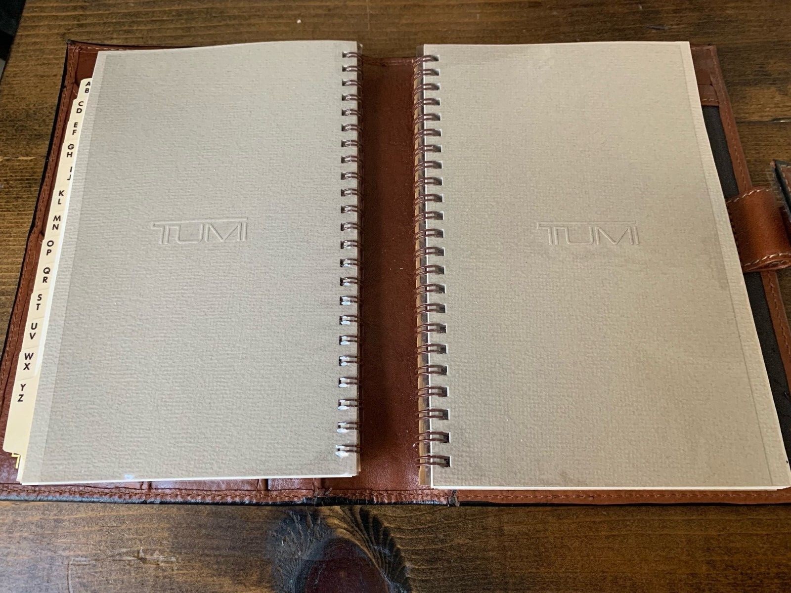 Vintage Tumi Desk Agenda Planner Organizer Brown Leather Stitched