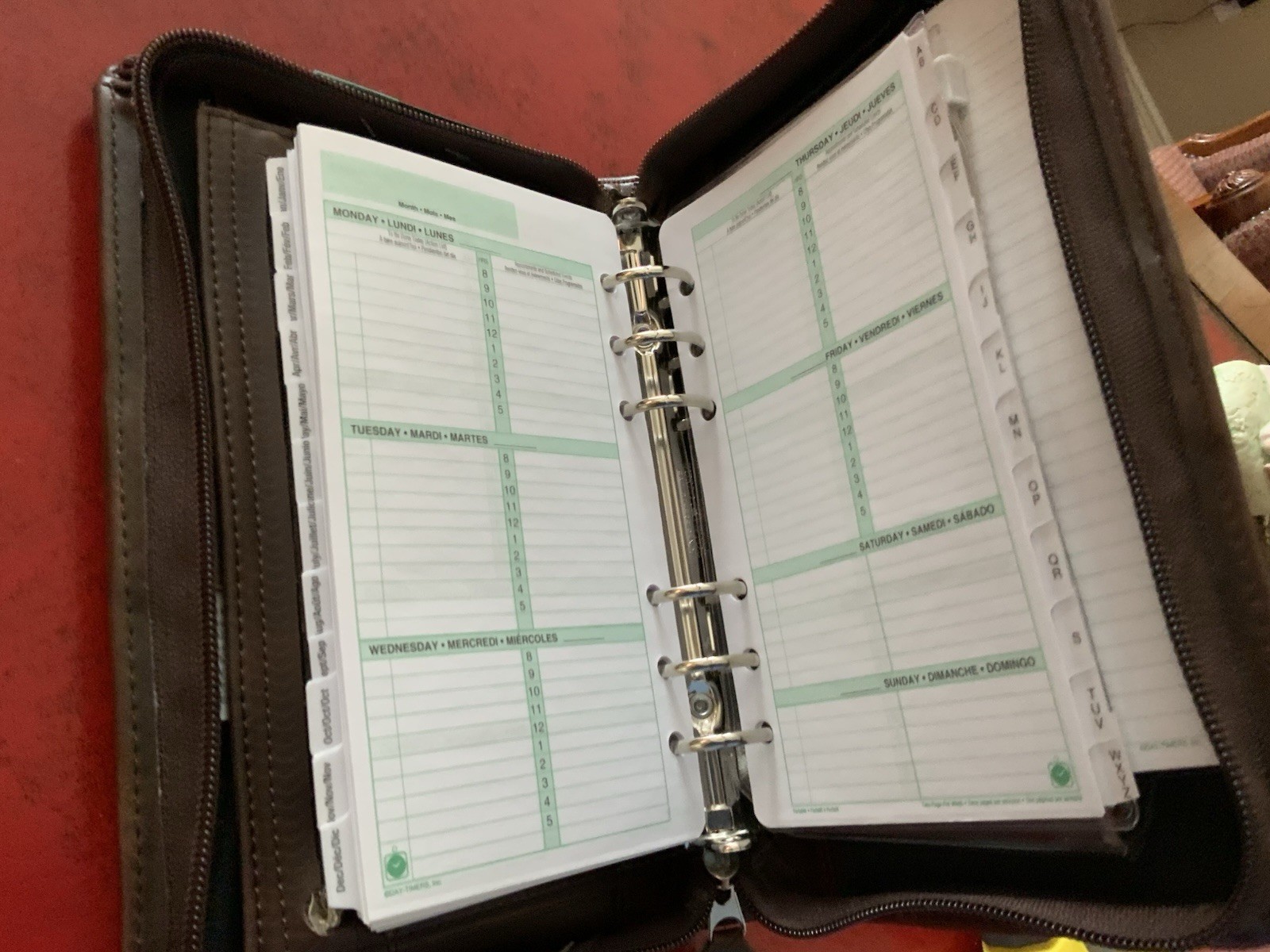 Day-Timer Wire-Bound Leather Organizer System Agenda Brown # 68444
