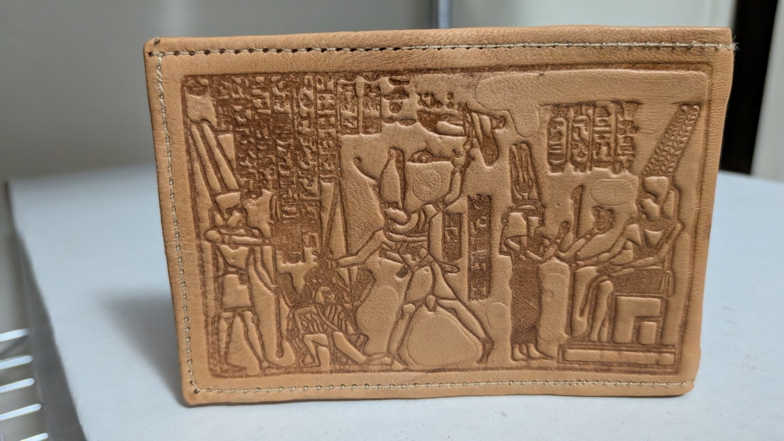 Vintage Egyptian Hand Tooled Leather Pocket Notebook Memo Book Journal Pharaoh