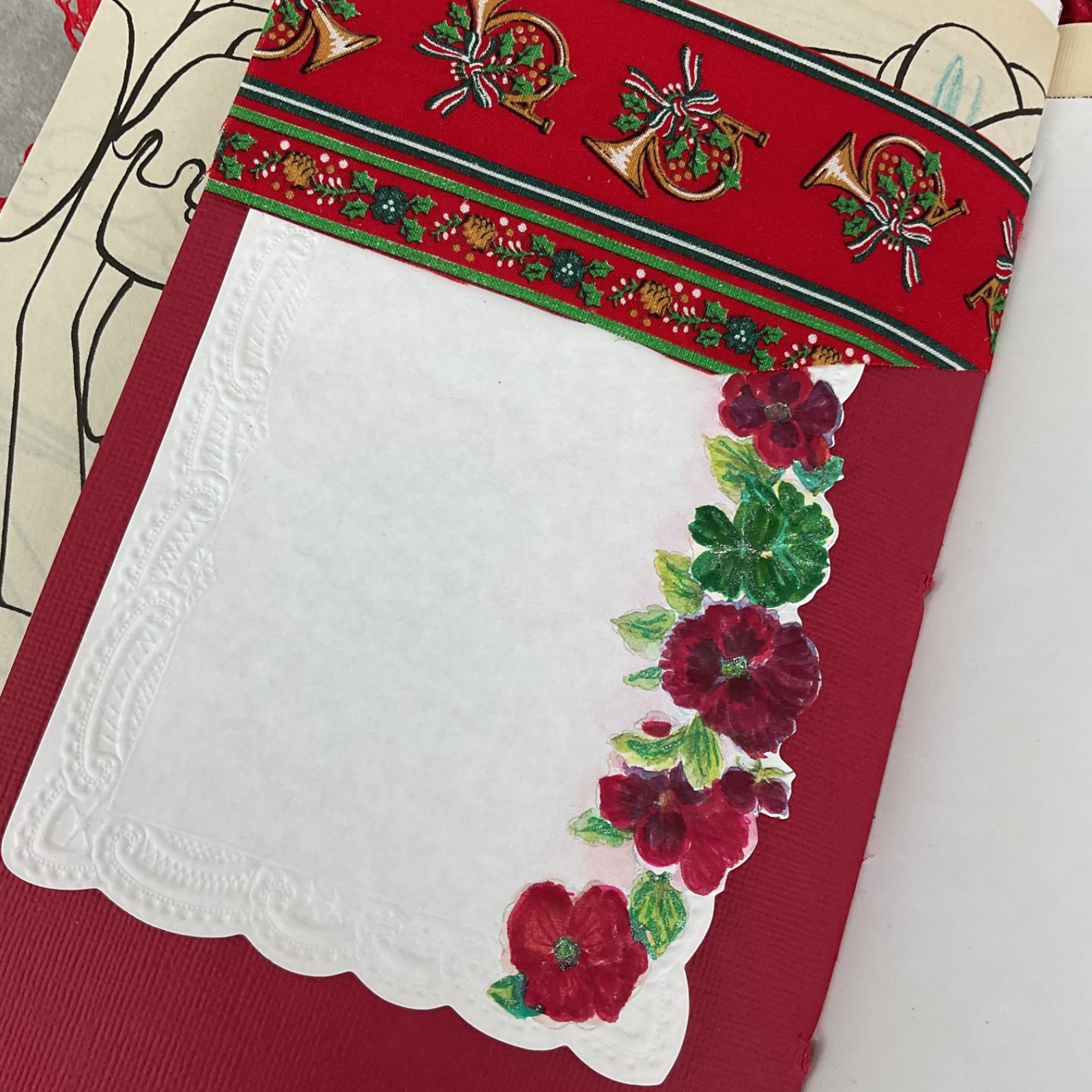 Handmade Christmas Junk Journal – 86 pages mixed media art book – quilted plaid