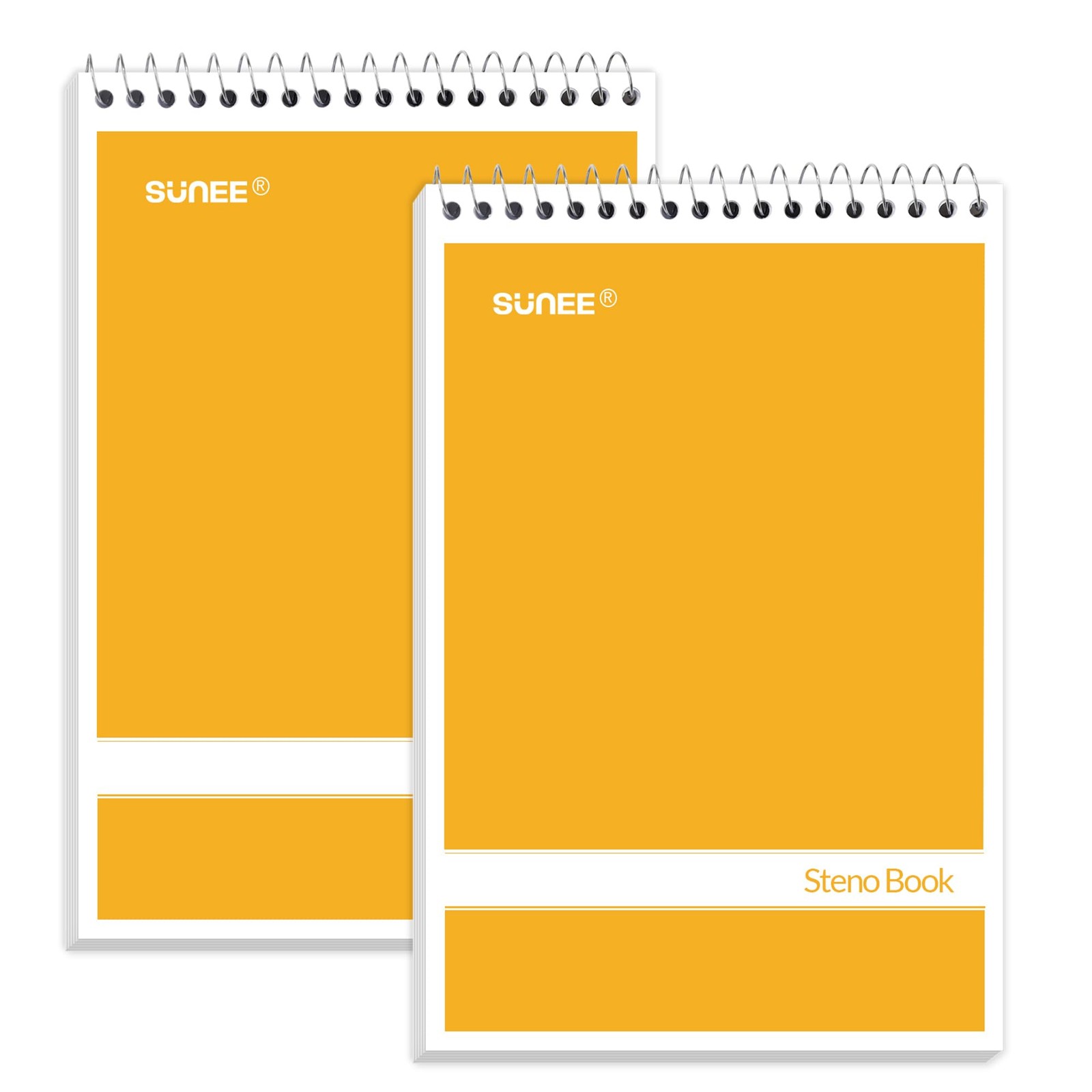 SUNEE 2 Pack Steno Pads 6×9, Gregg Rule, 60 Sheets, Spiral Notebook Yellow