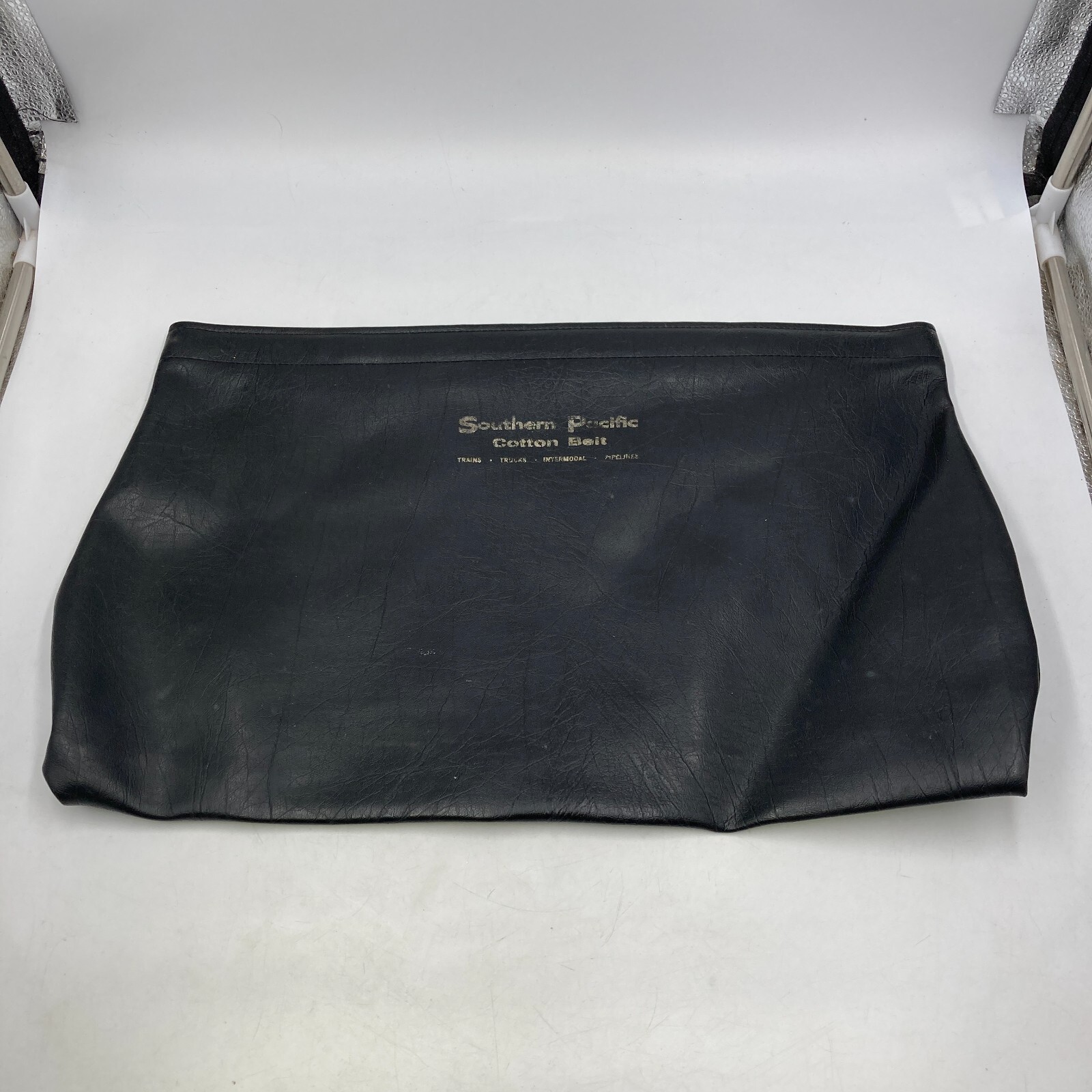 Vintage Black Faux Leather Southern Pacific Railroad Portfolio Documents Pouch