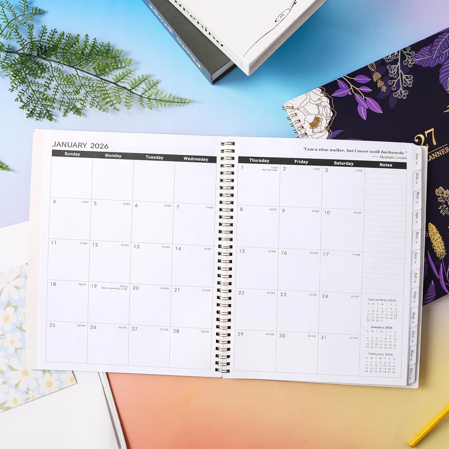 2026-2027 Monthly Planner with Twin-Wire Binding | Elegant Purple Design