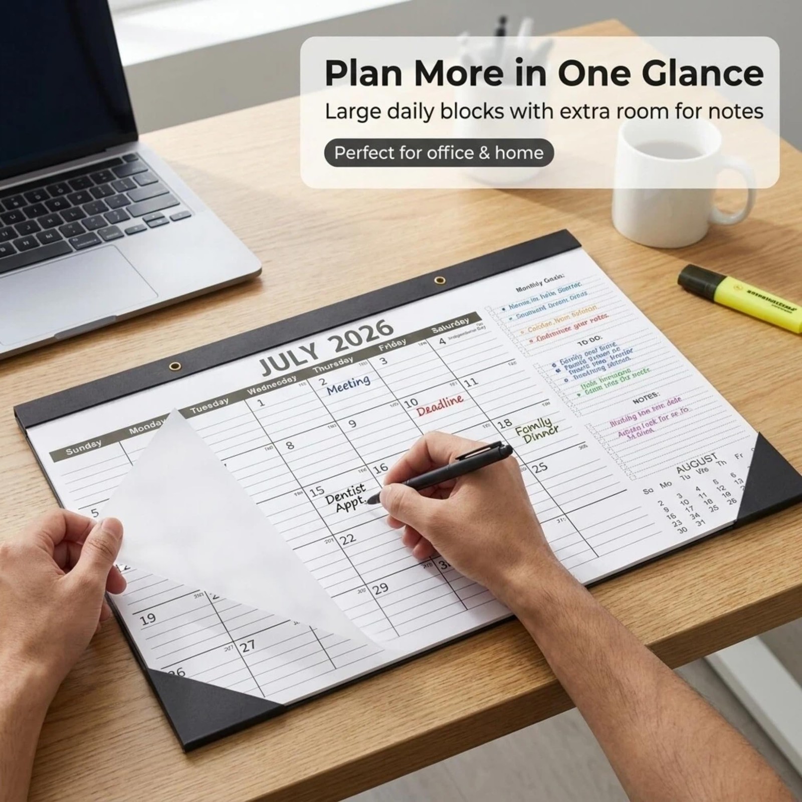 2026-2027 Desk Calendar – 17″ x 12″ Monthly Academic Wall Calendar, White