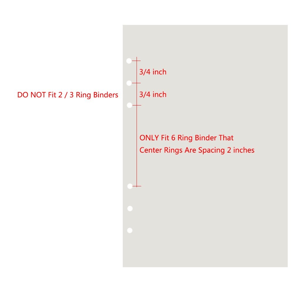 6-Ring A6 Binder/Planner Refill 6 3/4 x 4 1/8 inches, Lined White Paper