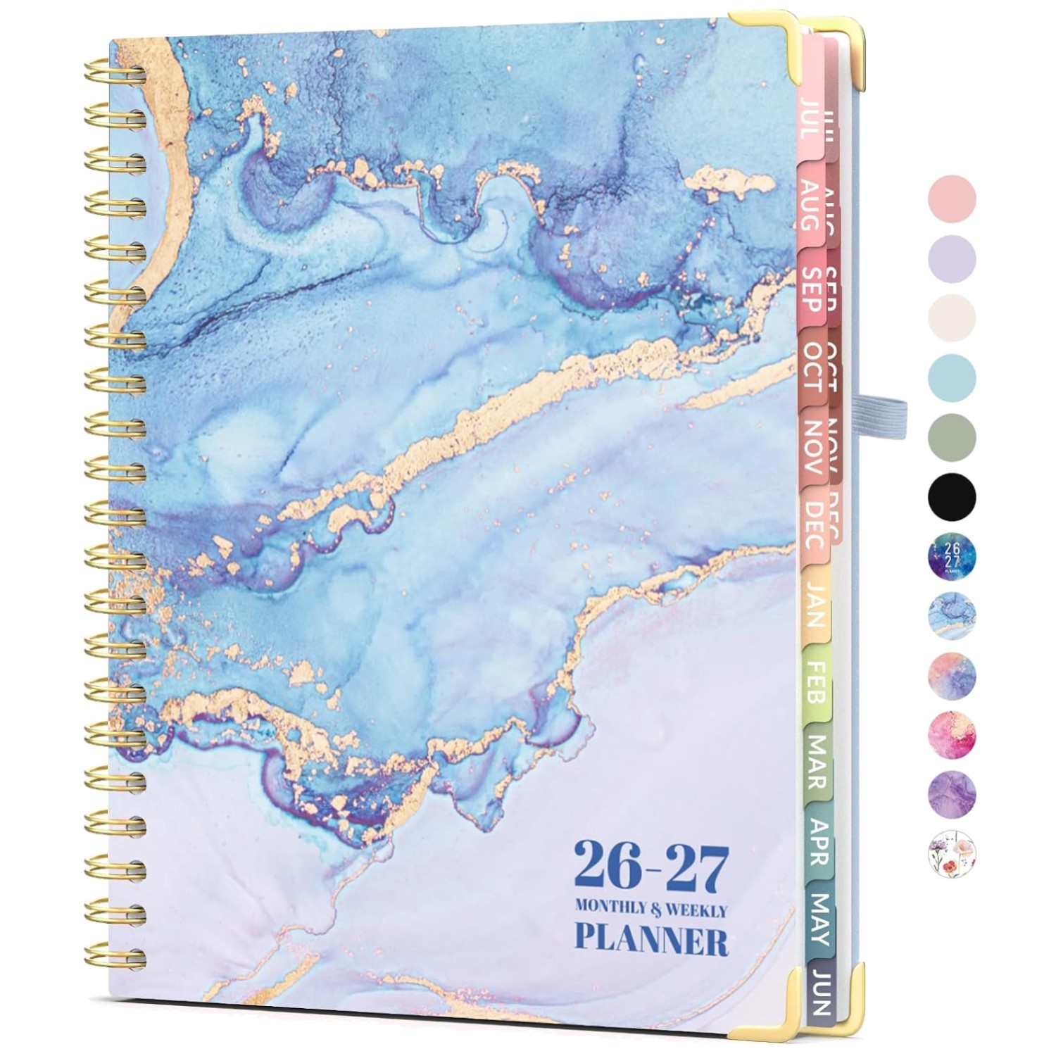 School Supplies Planner 2026-2027, 8.5″ x 11″, Ocean Marble