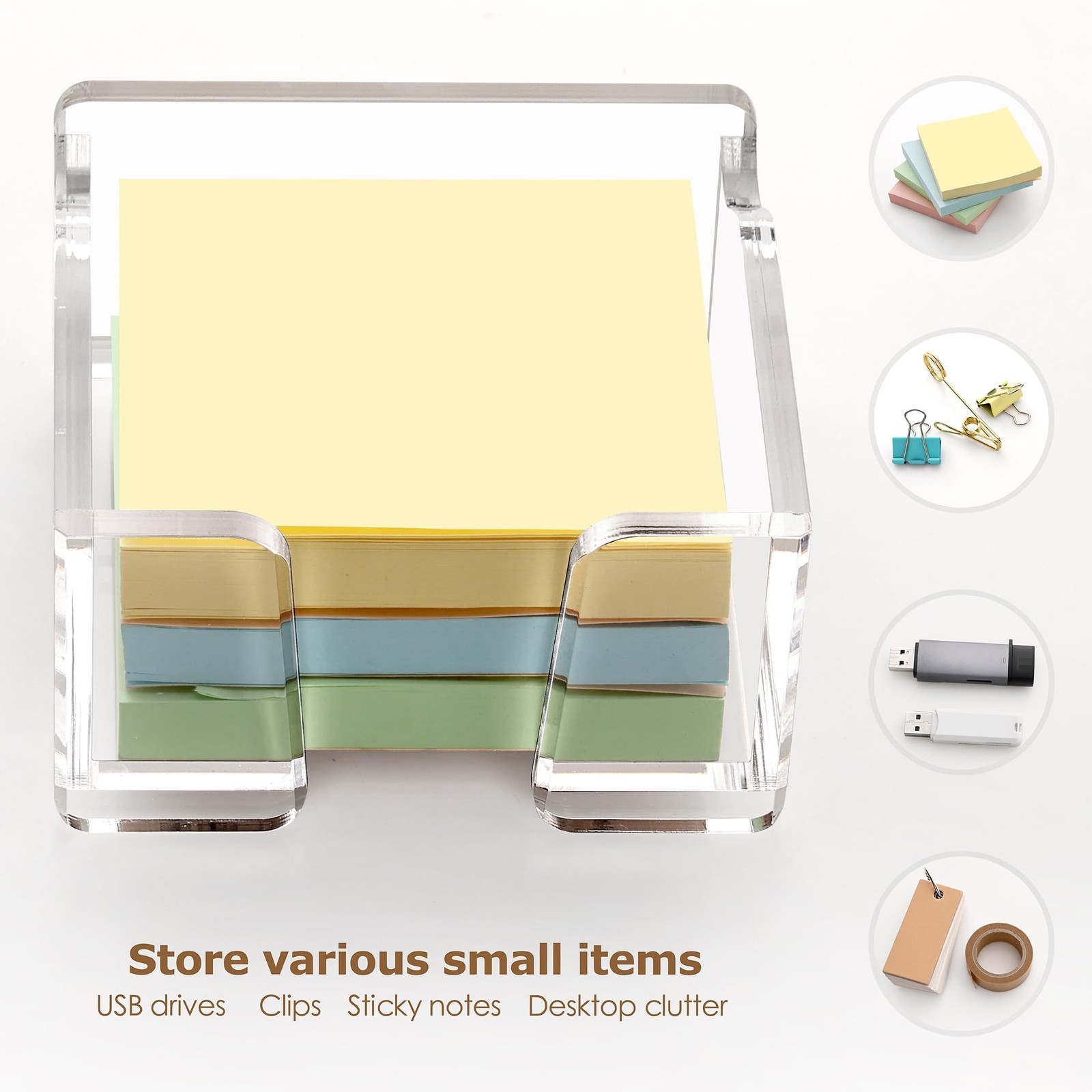 SANRUI Acrylic Sticky Note Holder , for Post-it Pad Transparent