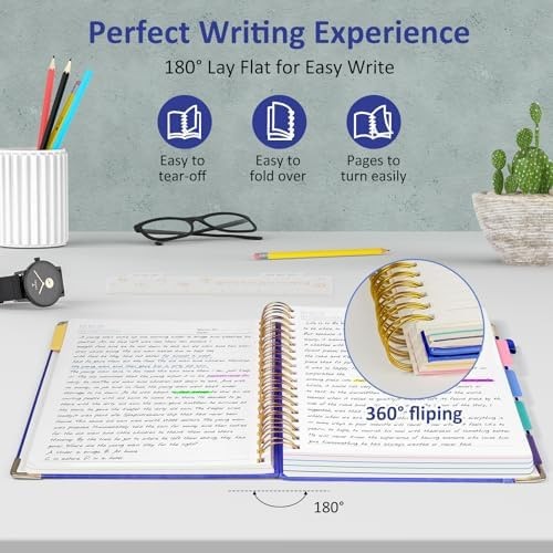Hardcover Spiral Notebook Journal with Removable PVC Dividers – 8” x 10” La…