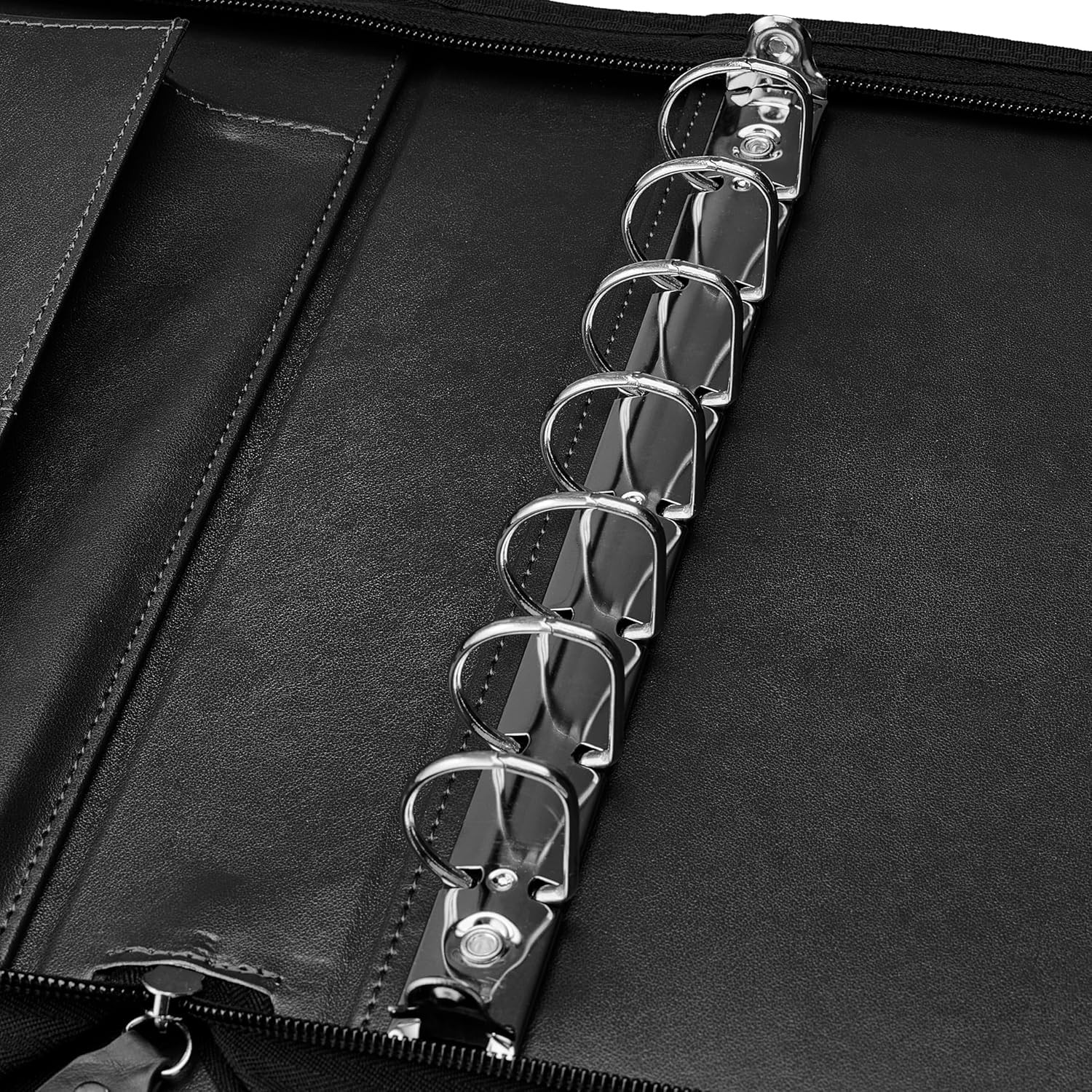 7 Ring Checkbook Binder for Business Checks, PU Leather Check Binder Portfolio w