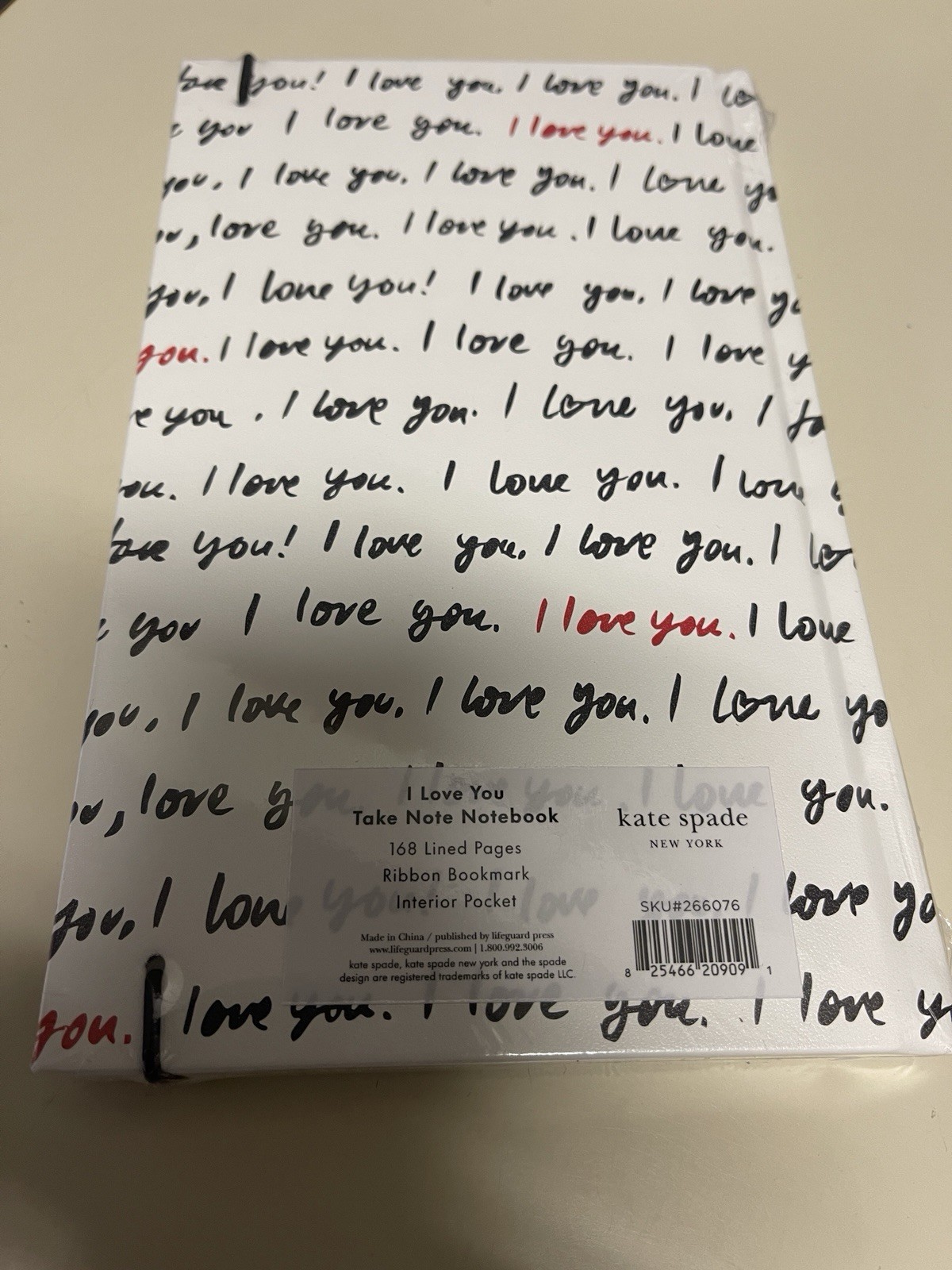 kate spade Leather Covered Hard Back Notebook I Love You New WTag & Packaging
