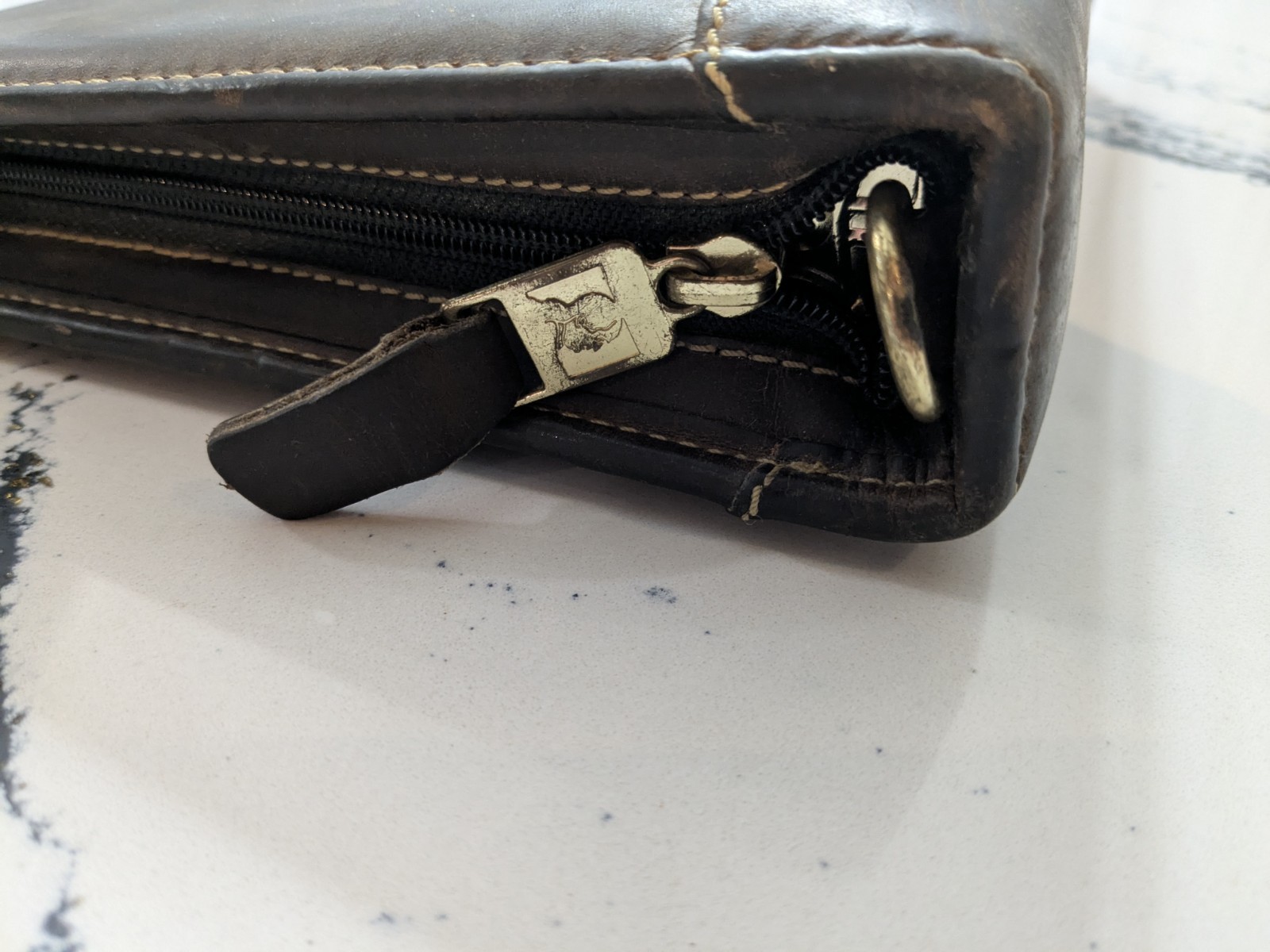 VTG Franklin Covey Brown Leather Zip Planner Folio Riverwood USA Made **READ**
