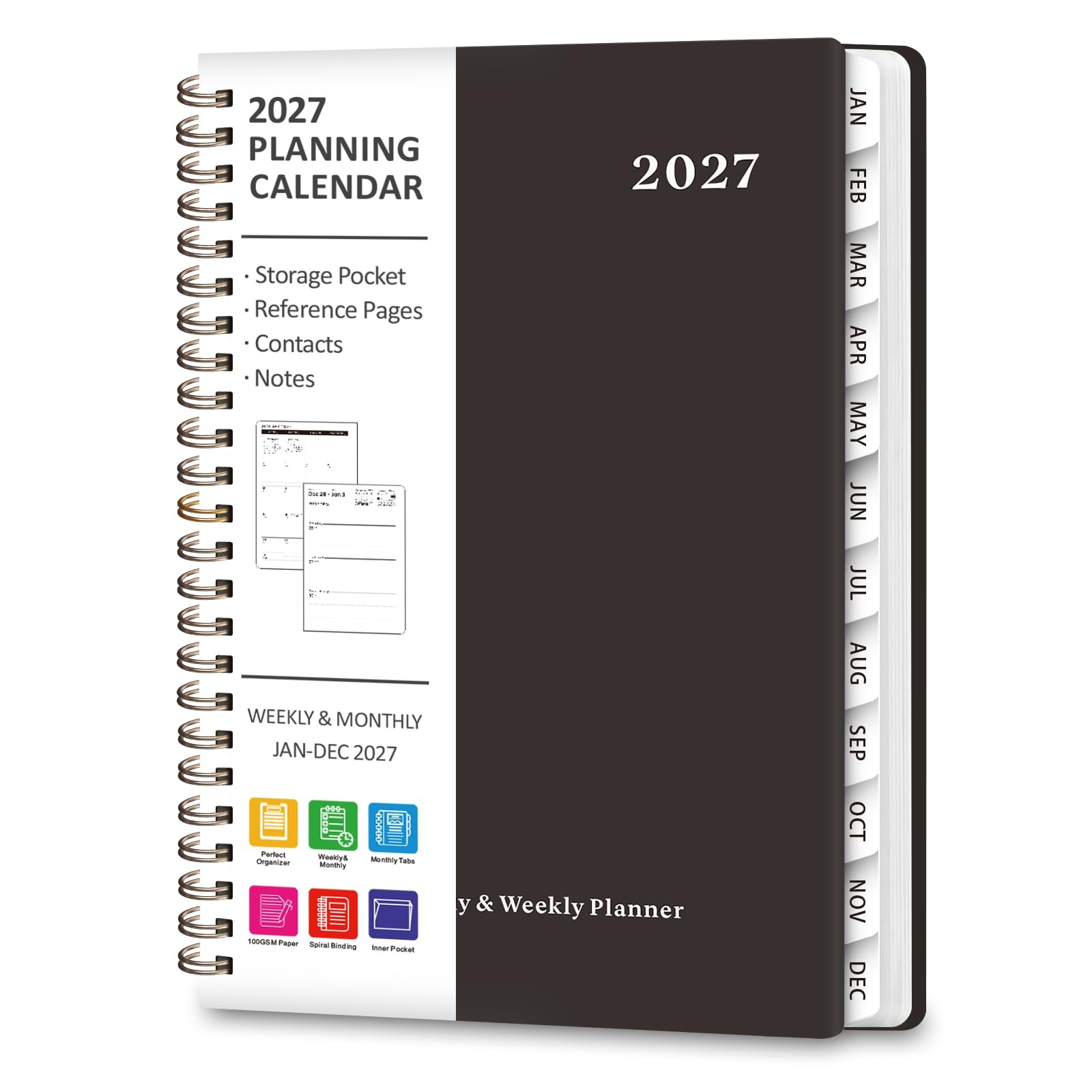 2027 Planner, Weekly and Monthly Calendar Planner Book, JAN 2027 – DEC 2027 | A5