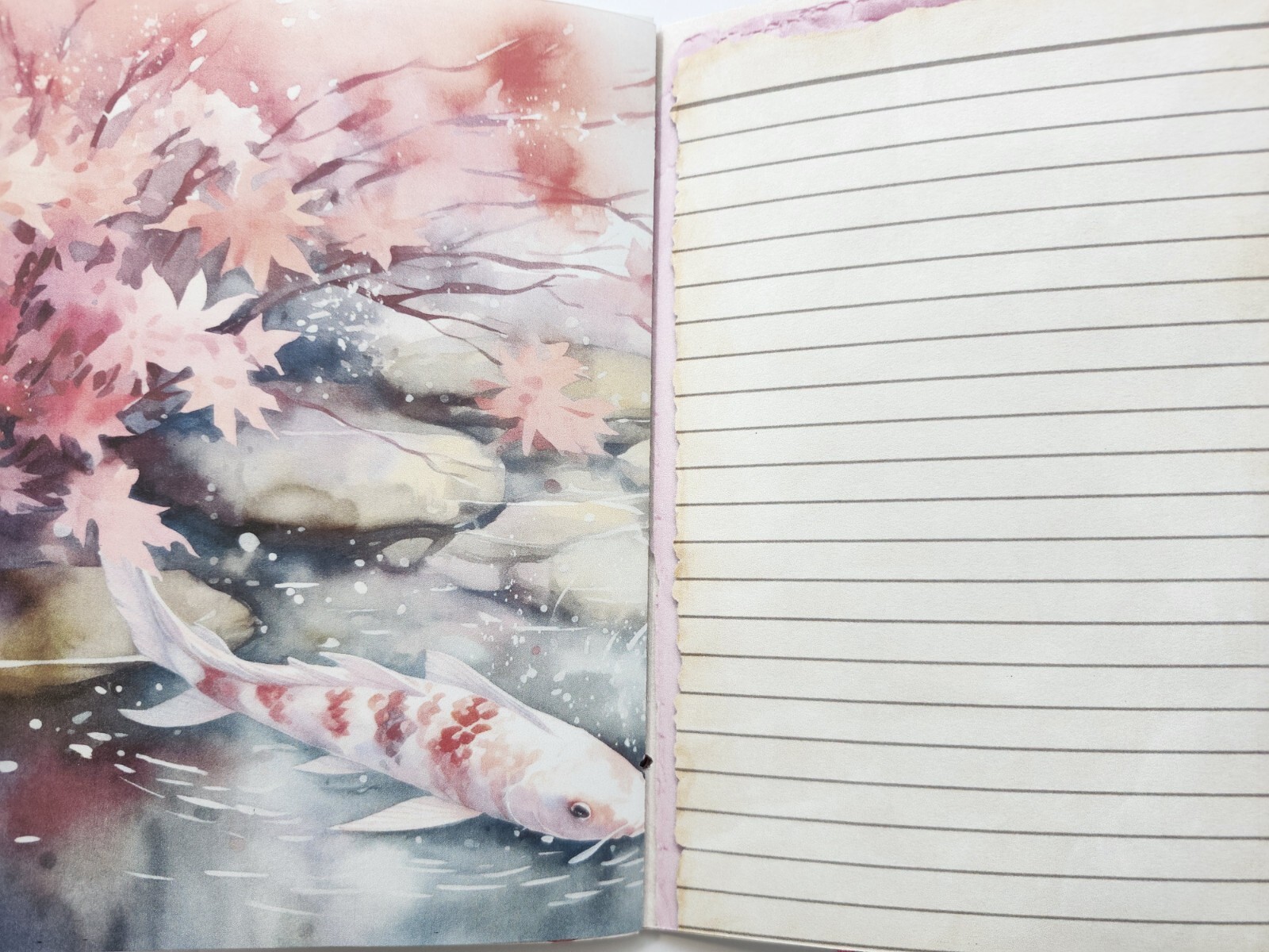 Junk Journal Blank Booklet “JAPANESE CHERRY BLOSSOMS” Handmade LG 8.5″x5.5″ 40pg