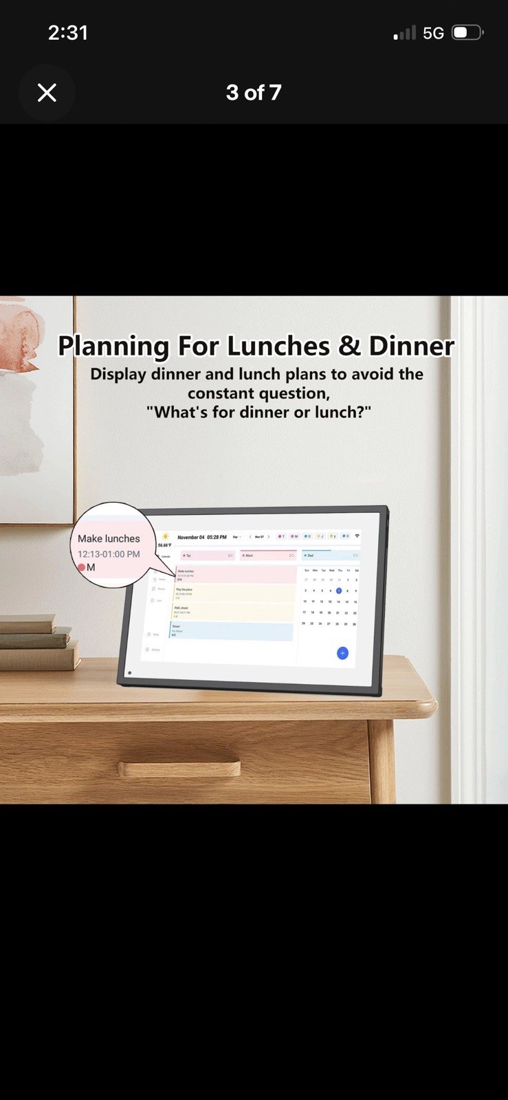WiFi Digital Calendar Smart Family Planner, Chores, Photos