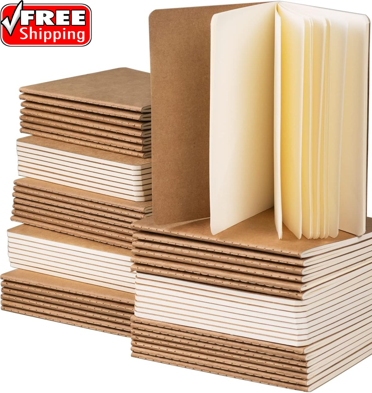 Small Notebook Bulk 60 Packs Pocket Journal Blank A6 (4.25 X 5.5 In) Kraft Notep