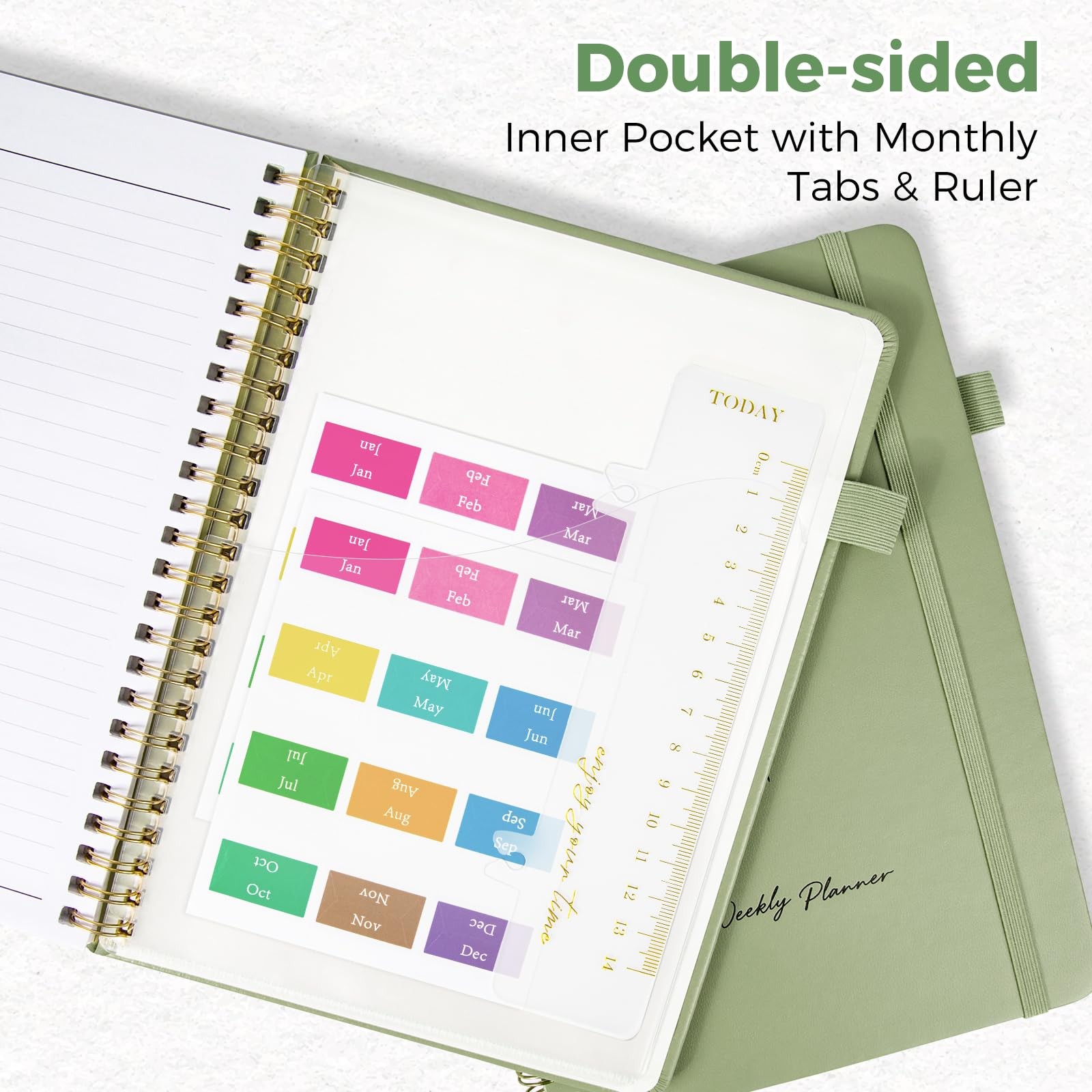 Oucaru Undated Weekly Planner, A5 To Do List Notebook with A5-Green, Green
