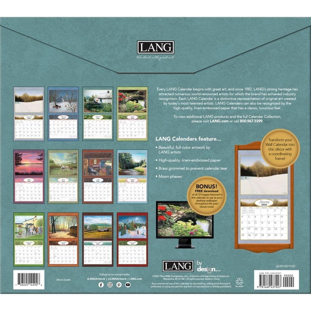 Lang Journey Home 2026 Wall Calendar by Kevin Dodds, 13.4” X 12”