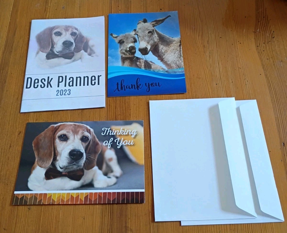 2023 PETA 5 x 7″ Desk Planner 2 Greeting Cards Thank You Thinking of You Lot