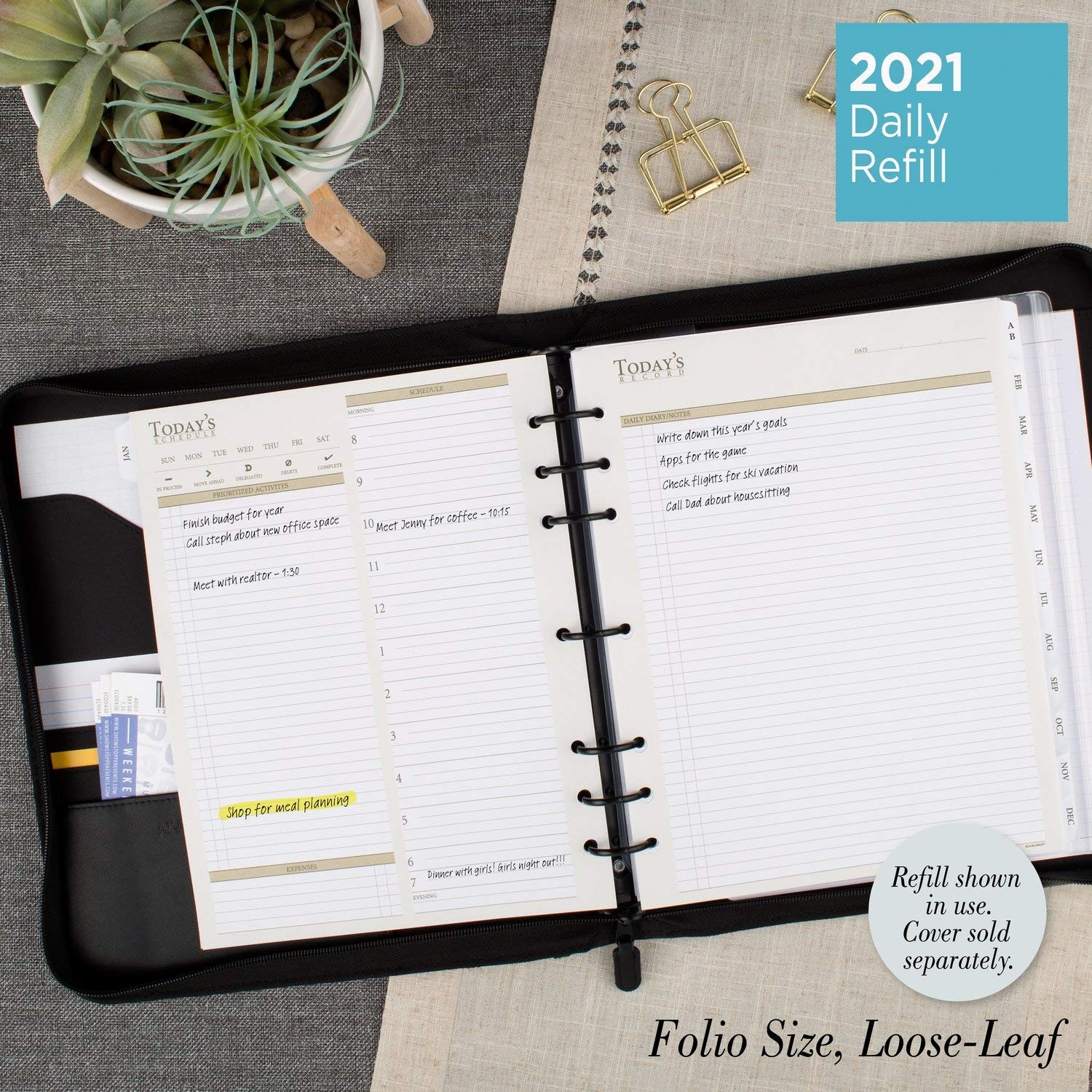 at-A-Glance Undated Daily Planner Refill, 2 Months, 7-Ring, Size 5, White